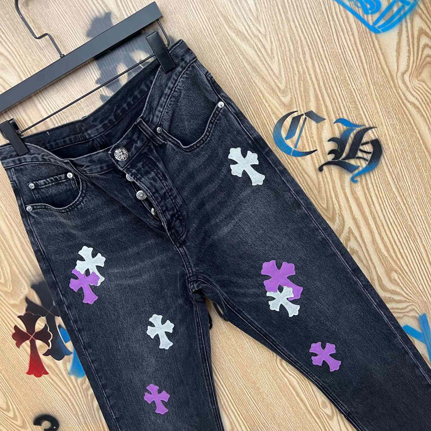 Chrome Hearts Levi’s Cross Patch Jeans - FashionPlug