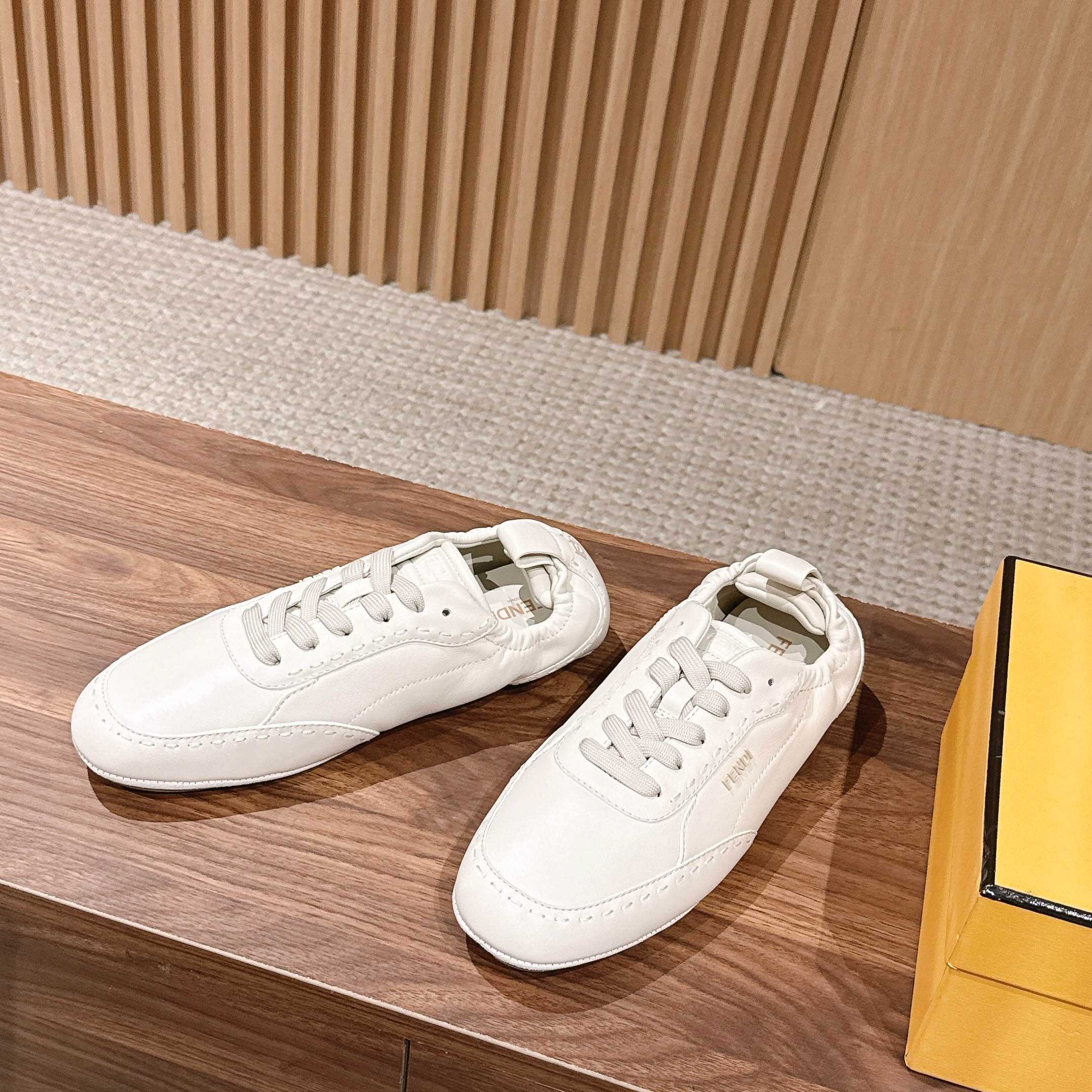 Fendi White Leather Low-Tops Sneakers - FashionPlug