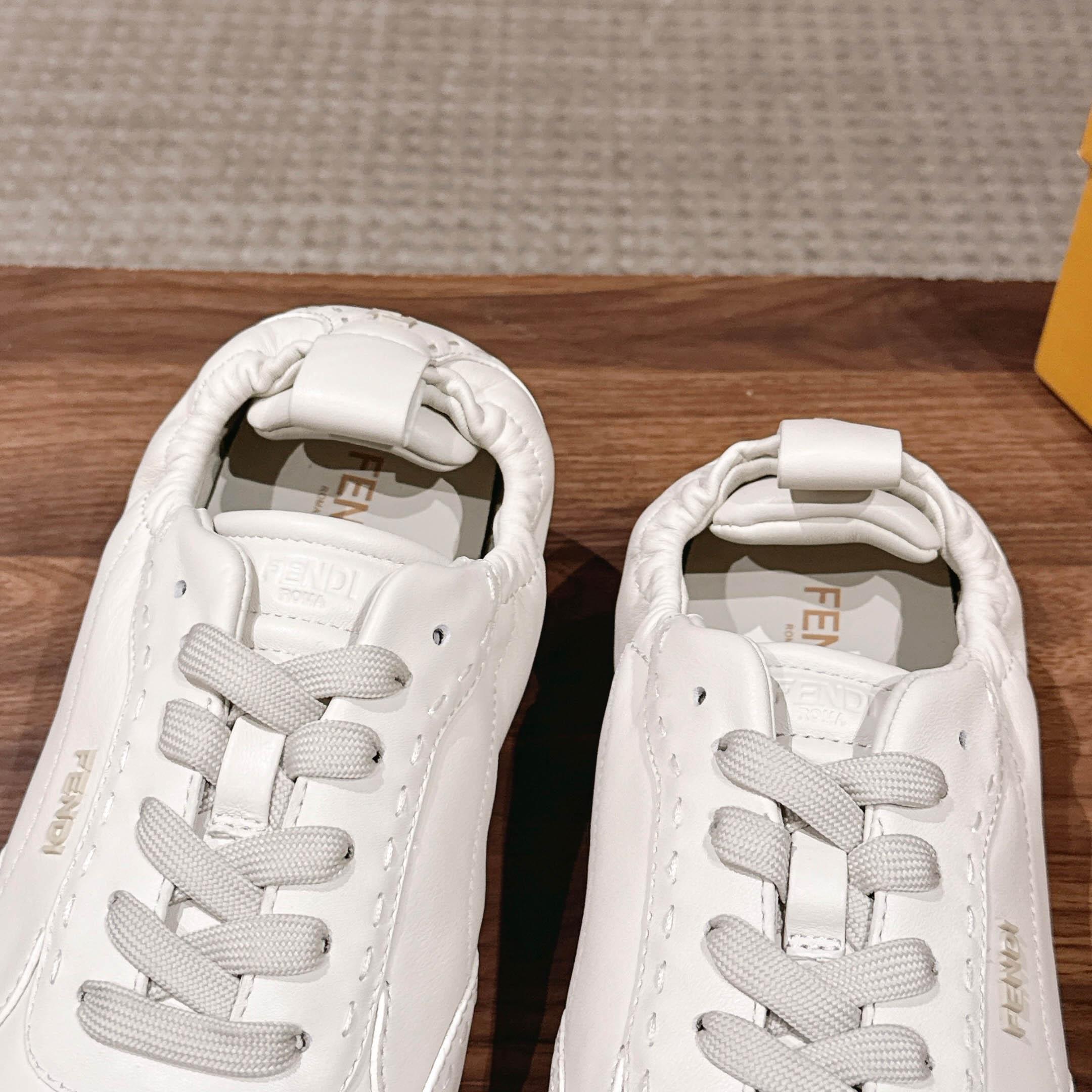 Fendi White Leather Low-Tops Sneakers - FashionPlug