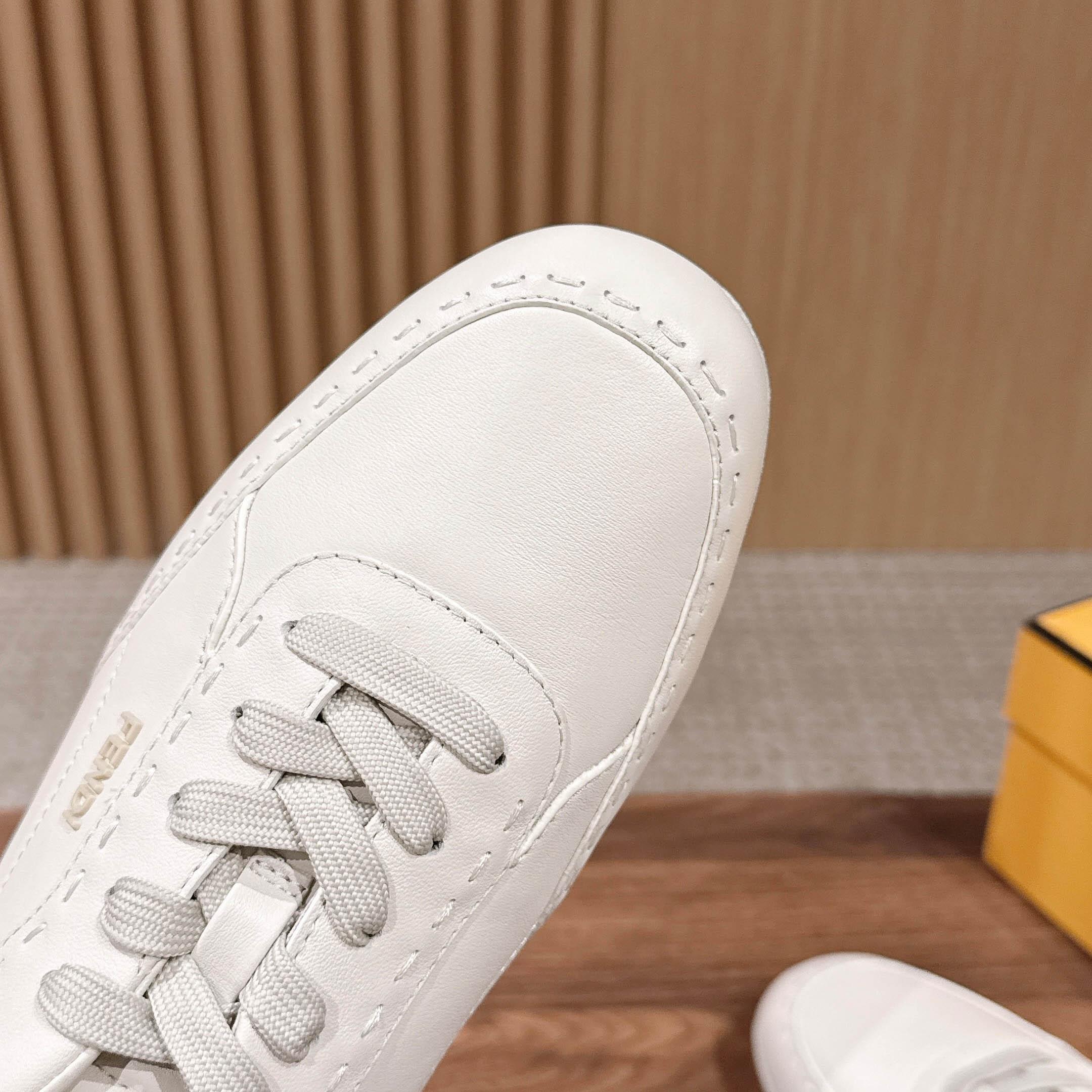 Fendi White Leather Low-Tops Sneakers - FashionPlug