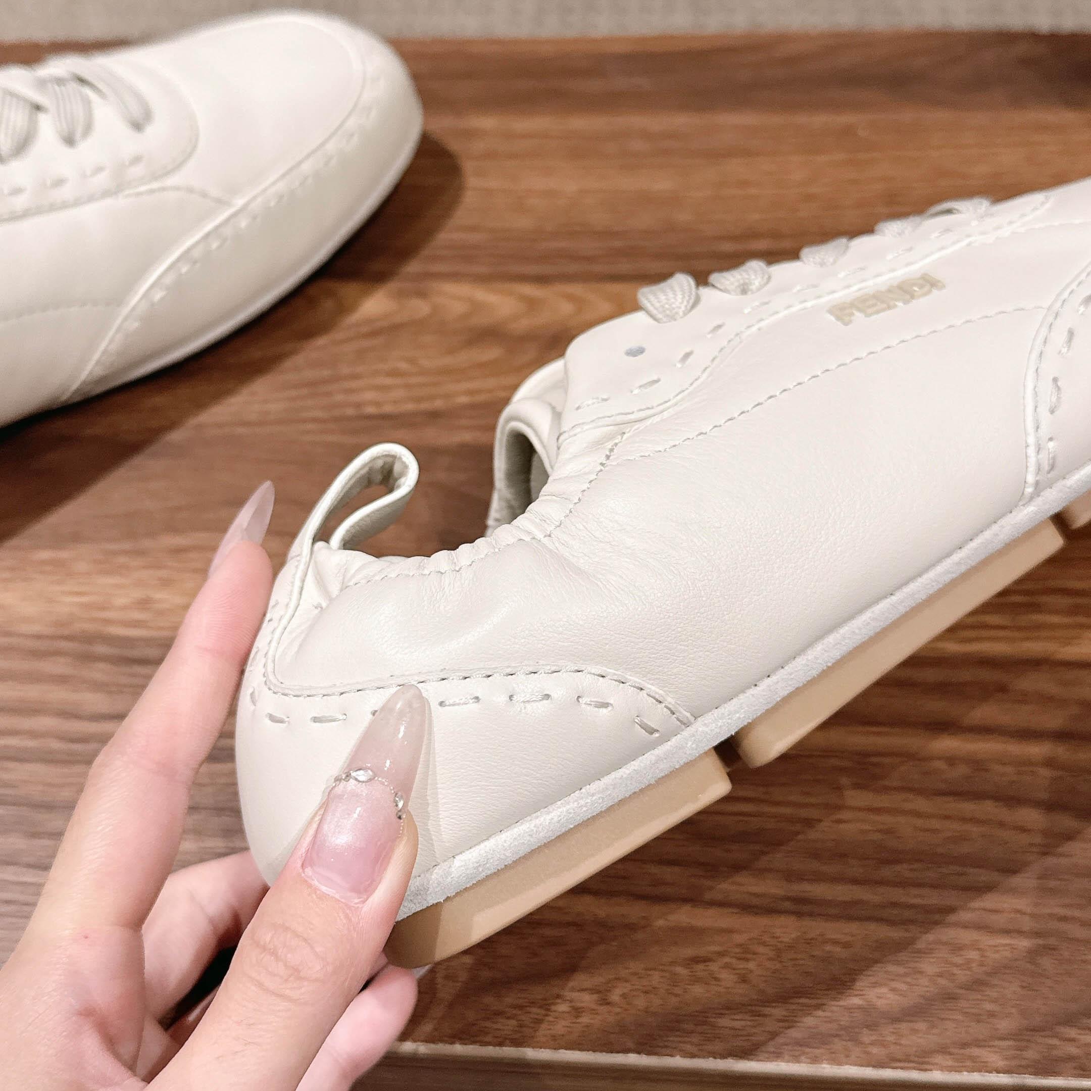 Fendi White Leather Low-Tops Sneakers - FashionPlug