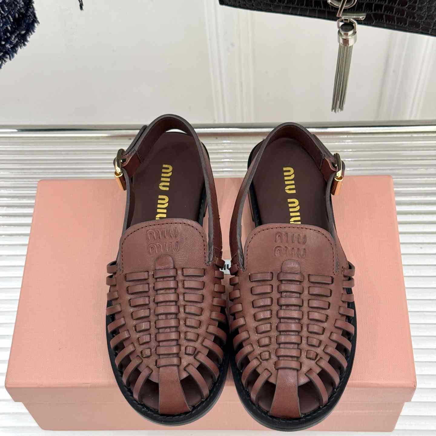 Miu Miu Leather Slingback Loafers - FashionPlug
