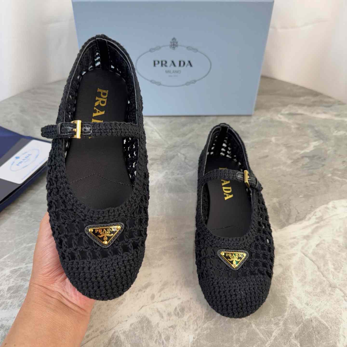 Prada Crochet Ballerinas - FashionPlug