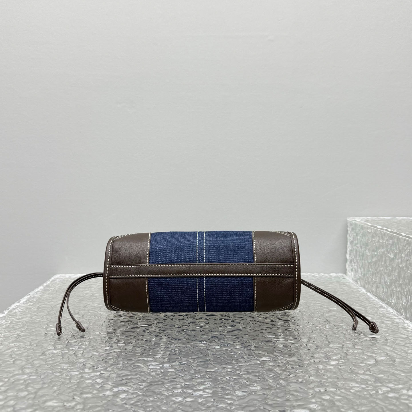 Prada Bonnie Small Denim And Leather Handbag - FashionPlug