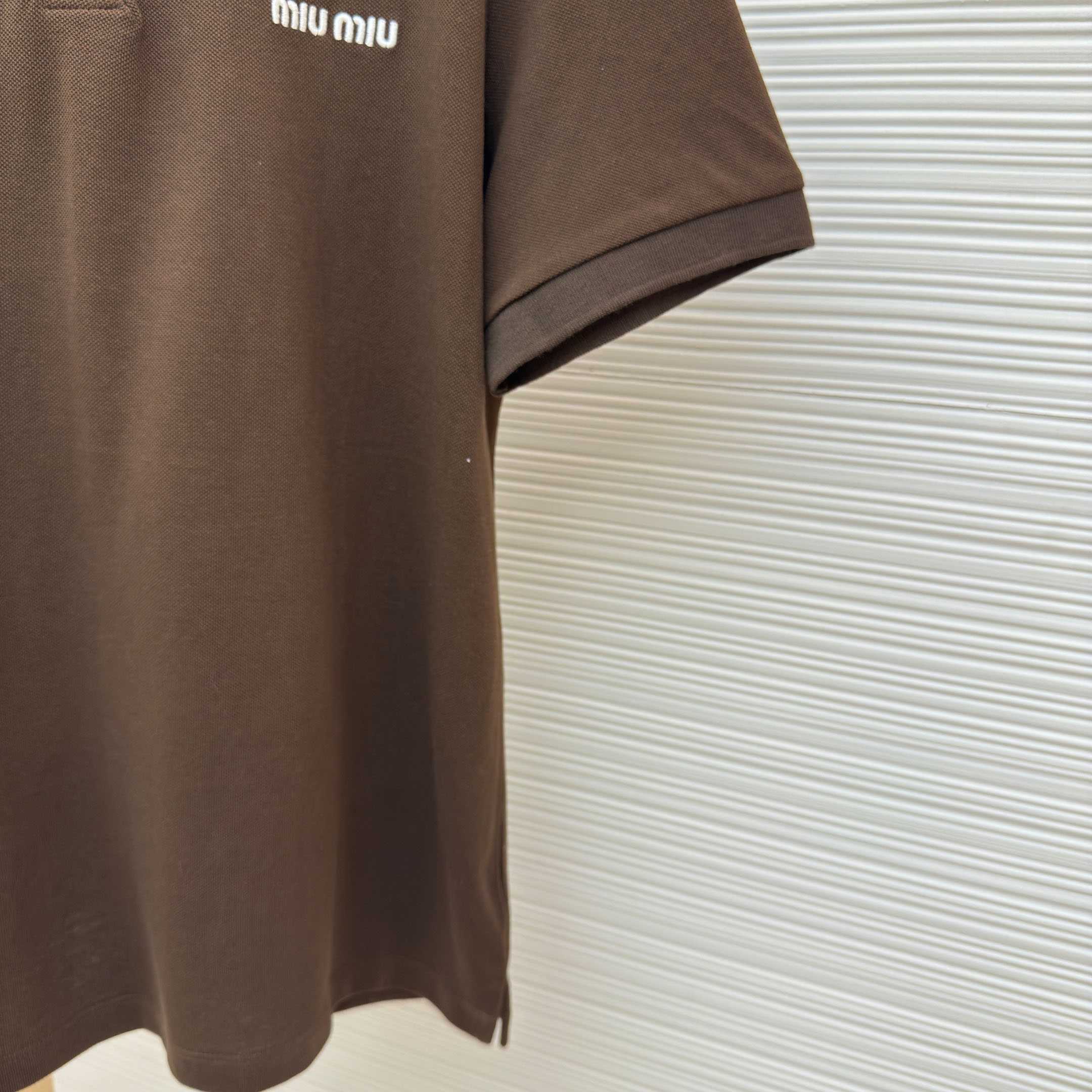 Miu Miu Cotton Piqué Polo Shirt - FashionPlug