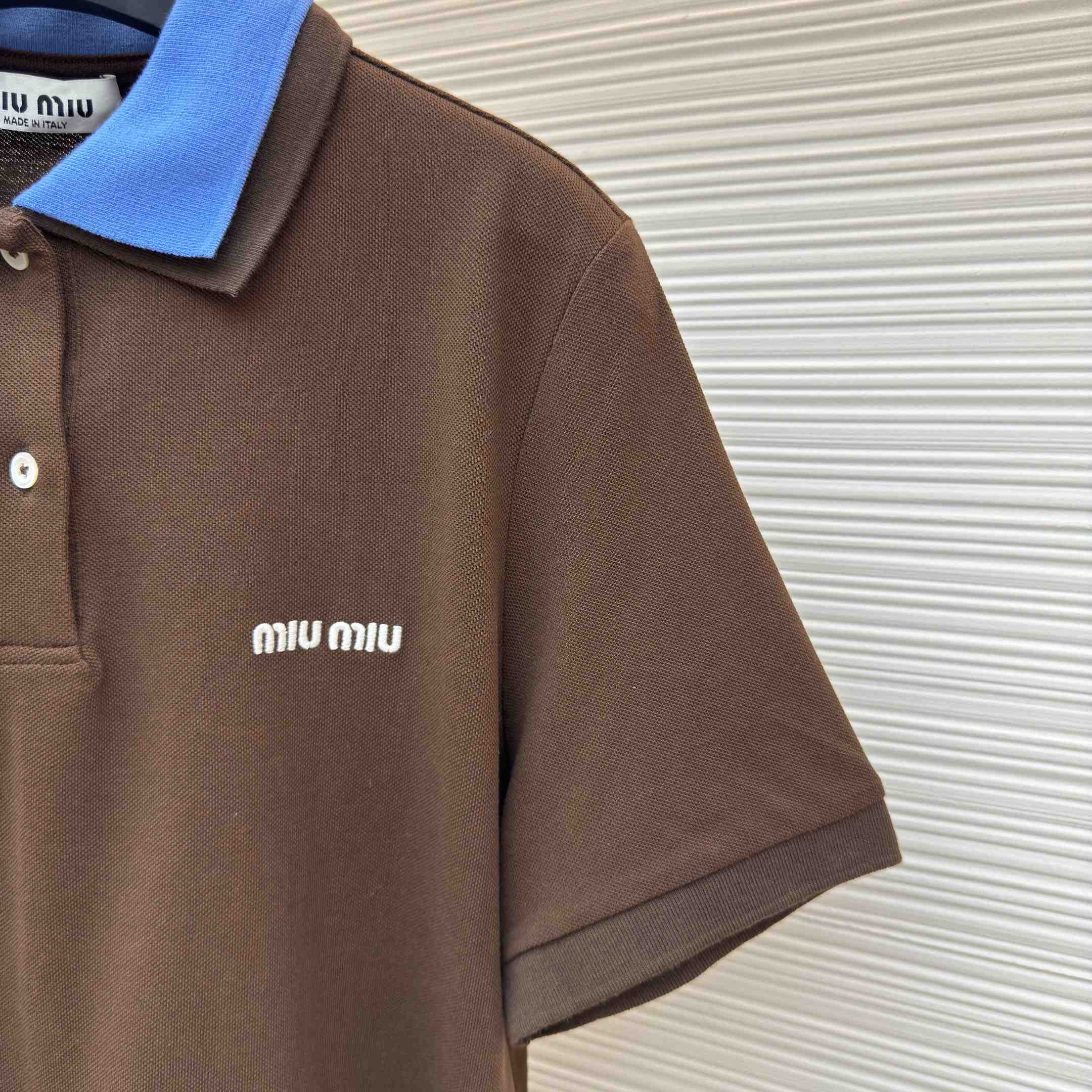 Miu Miu Cotton Piqué Polo Shirt - FashionPlug