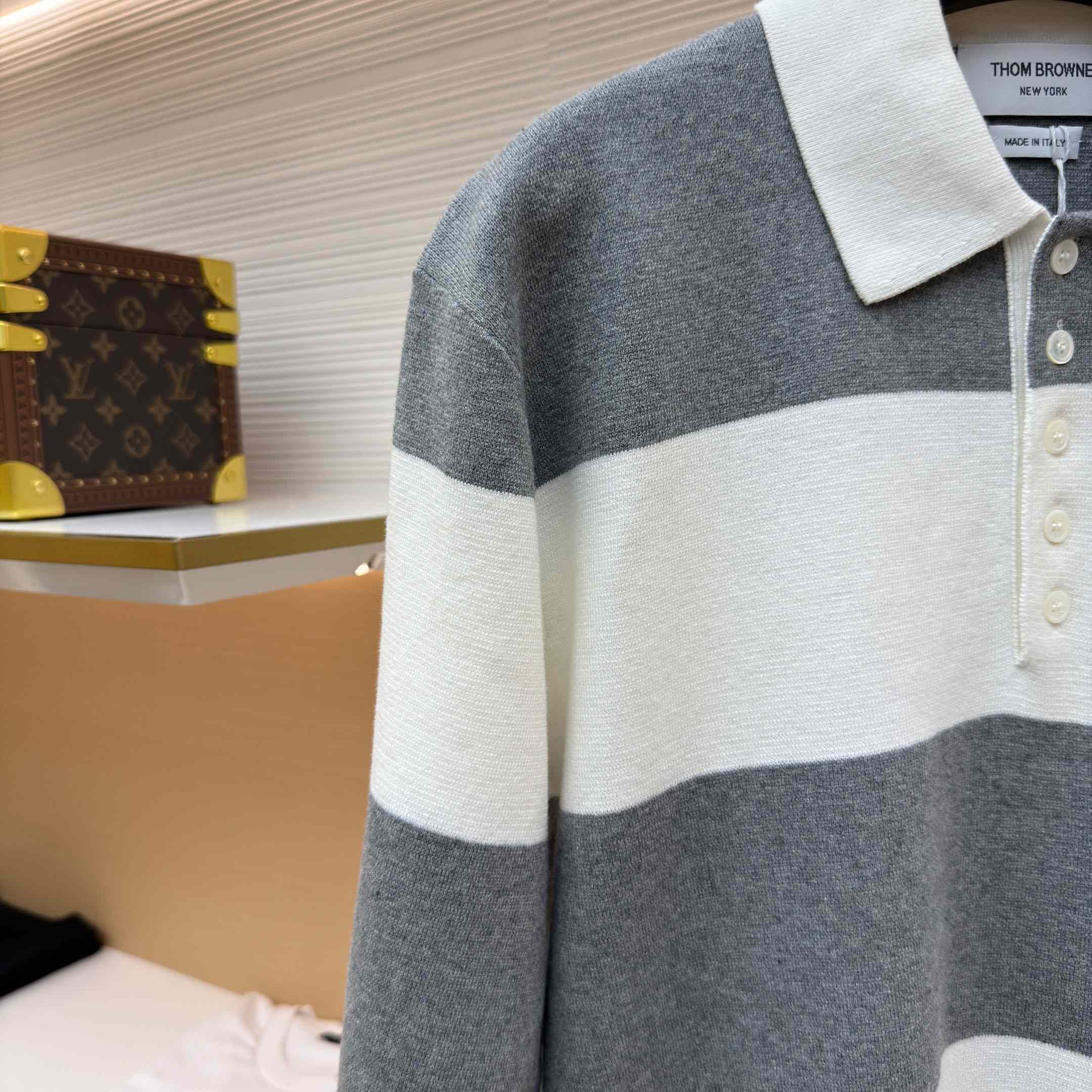 Thom Browne Striped Polo Shirt - FashionPlug