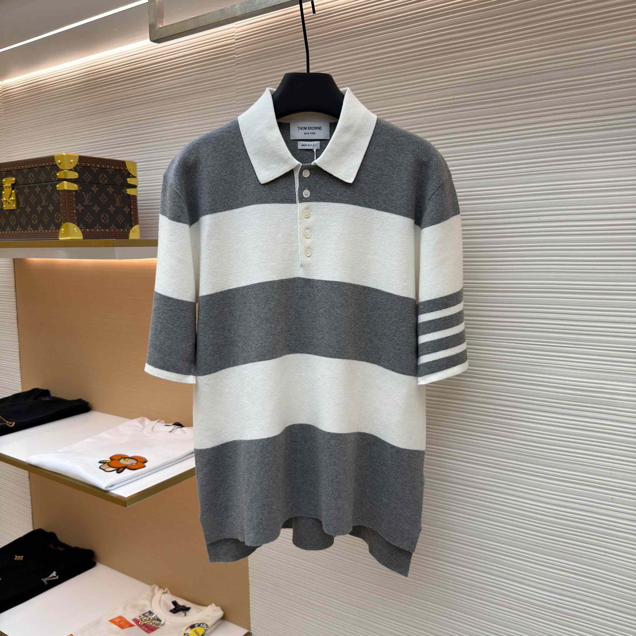 Thom Browne Striped Polo Shirt - FashionPlug