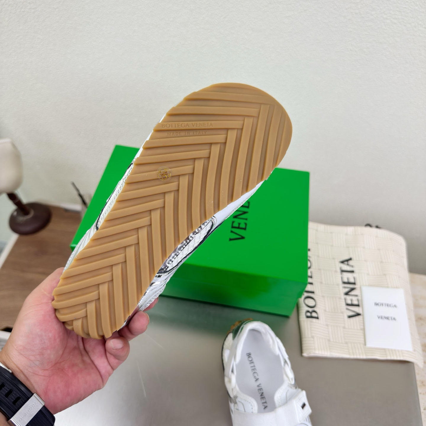 Bottega Veneta Orbit Flash Mary-Jane Sneaker - FashionPlug