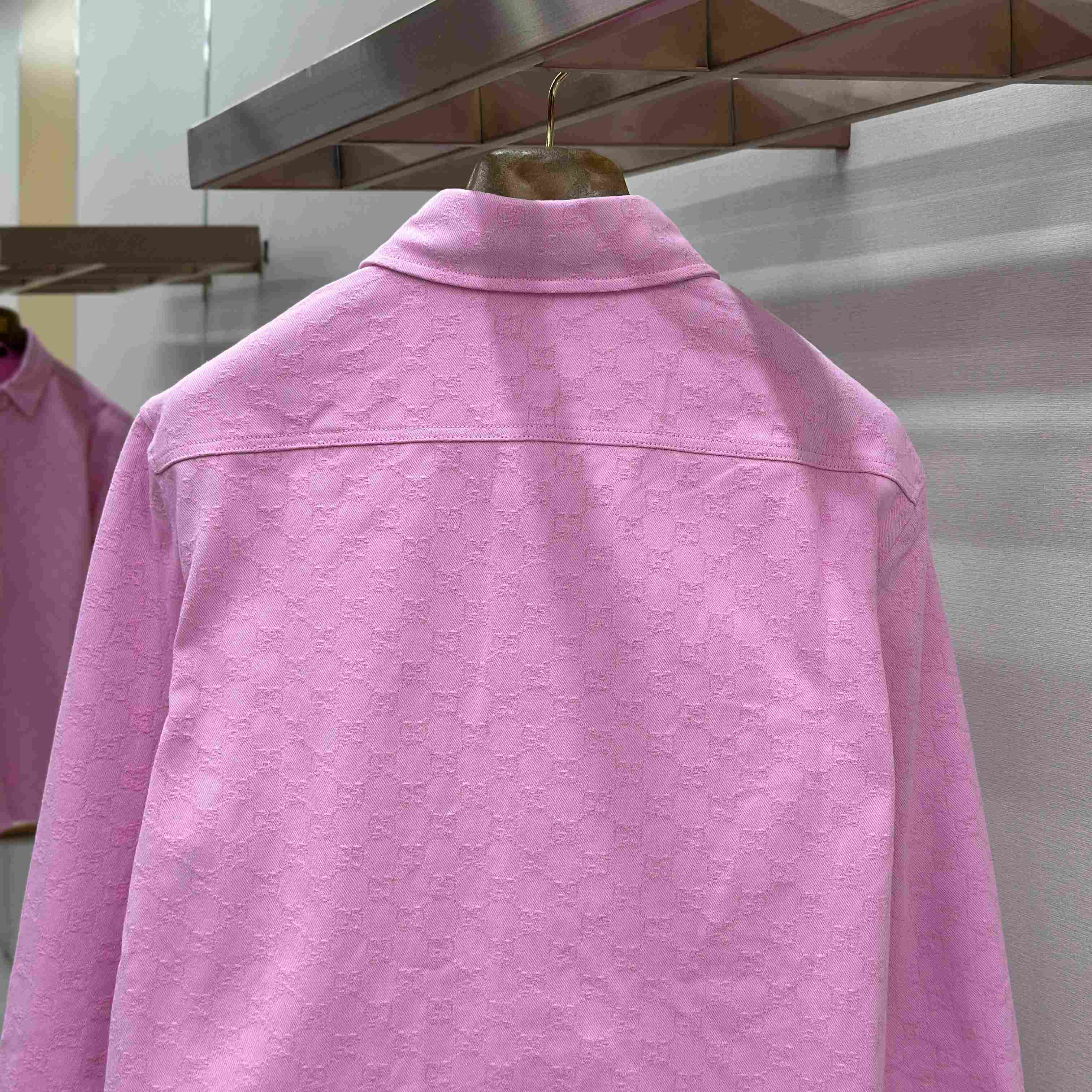 Gucci  Dyed GG Cotton Denim Jacquard Shirt - FashionPlug