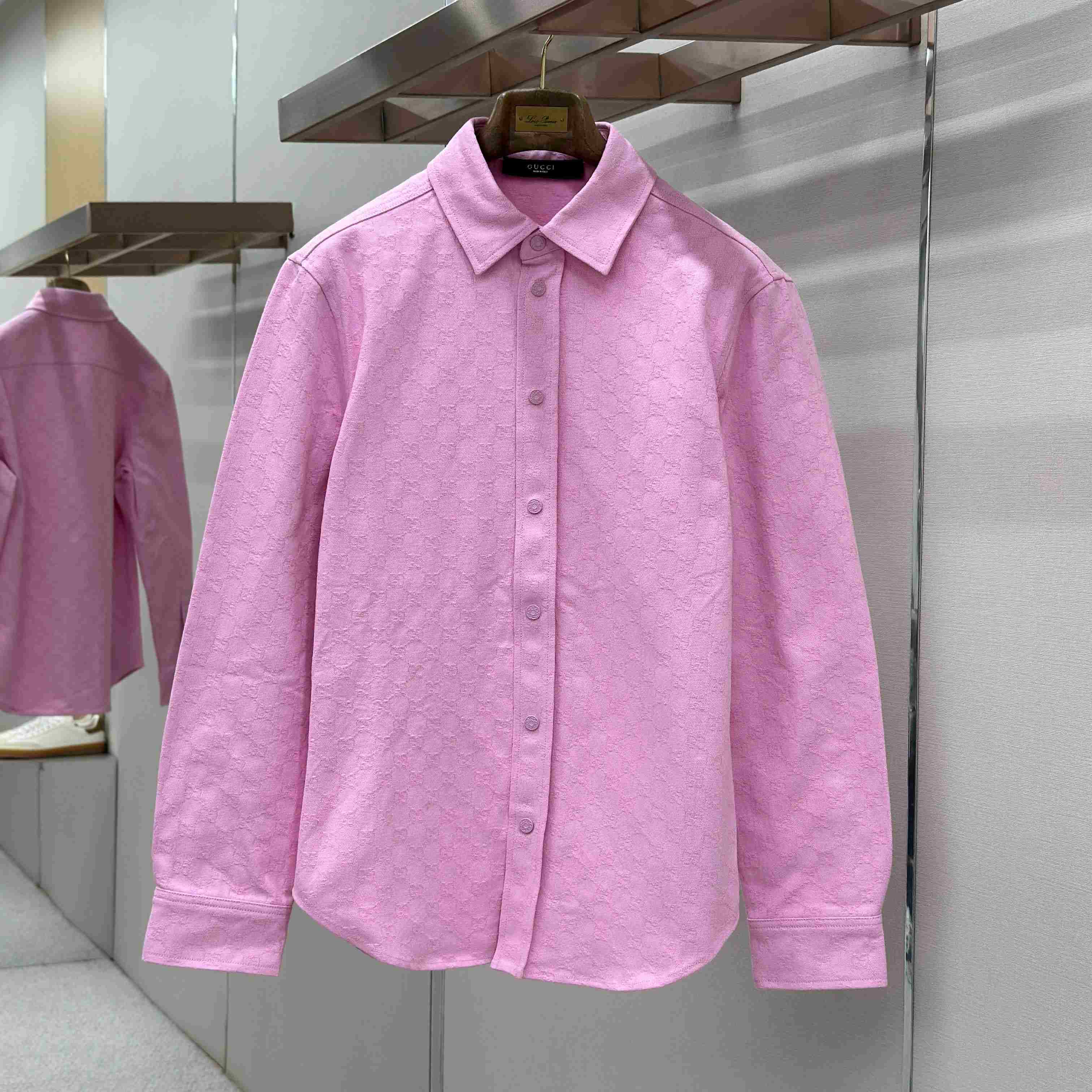 Gucci  Dyed GG Cotton Denim Jacquard Shirt - FashionPlug