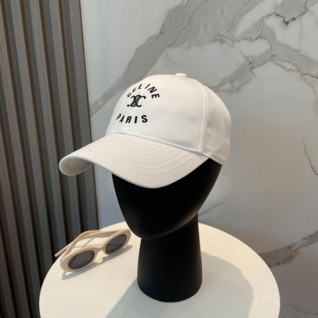 Celine Paris Triomphe Embroidered Baseball Cap  - FashionPlug