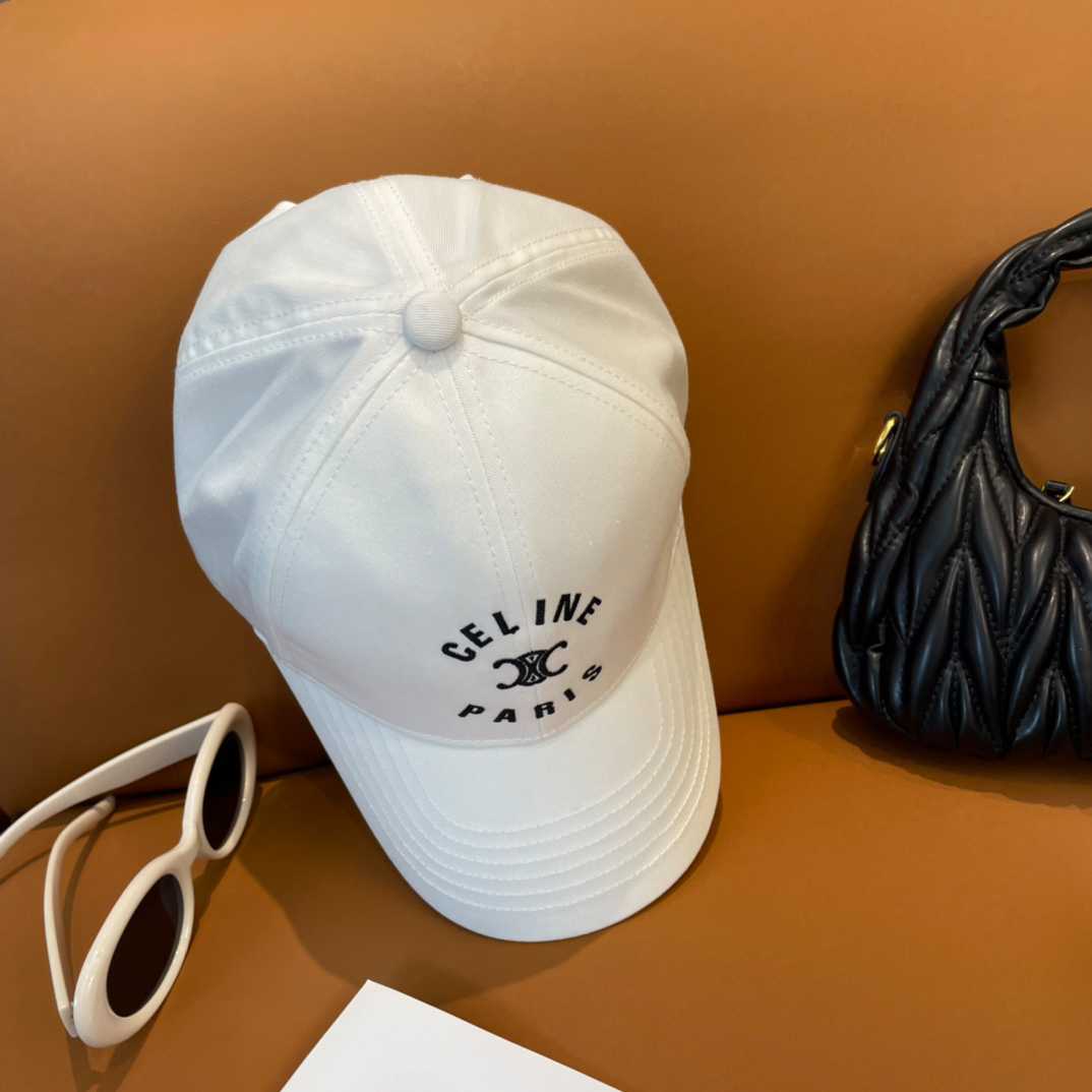 Celine Paris Triomphe Embroidered Baseball Cap  - FashionPlug