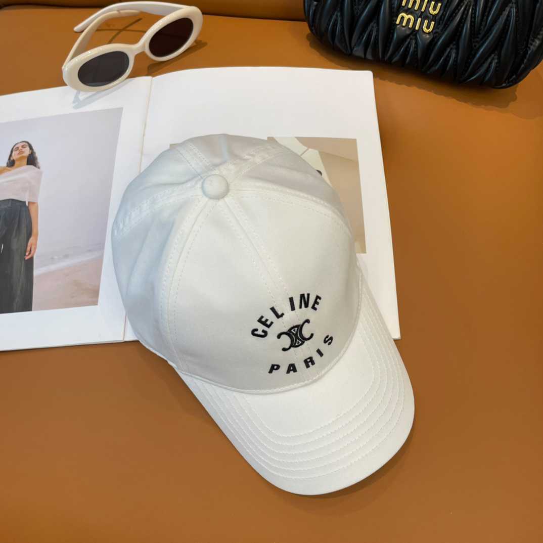 Celine Paris Triomphe Embroidered Baseball Cap  - FashionPlug