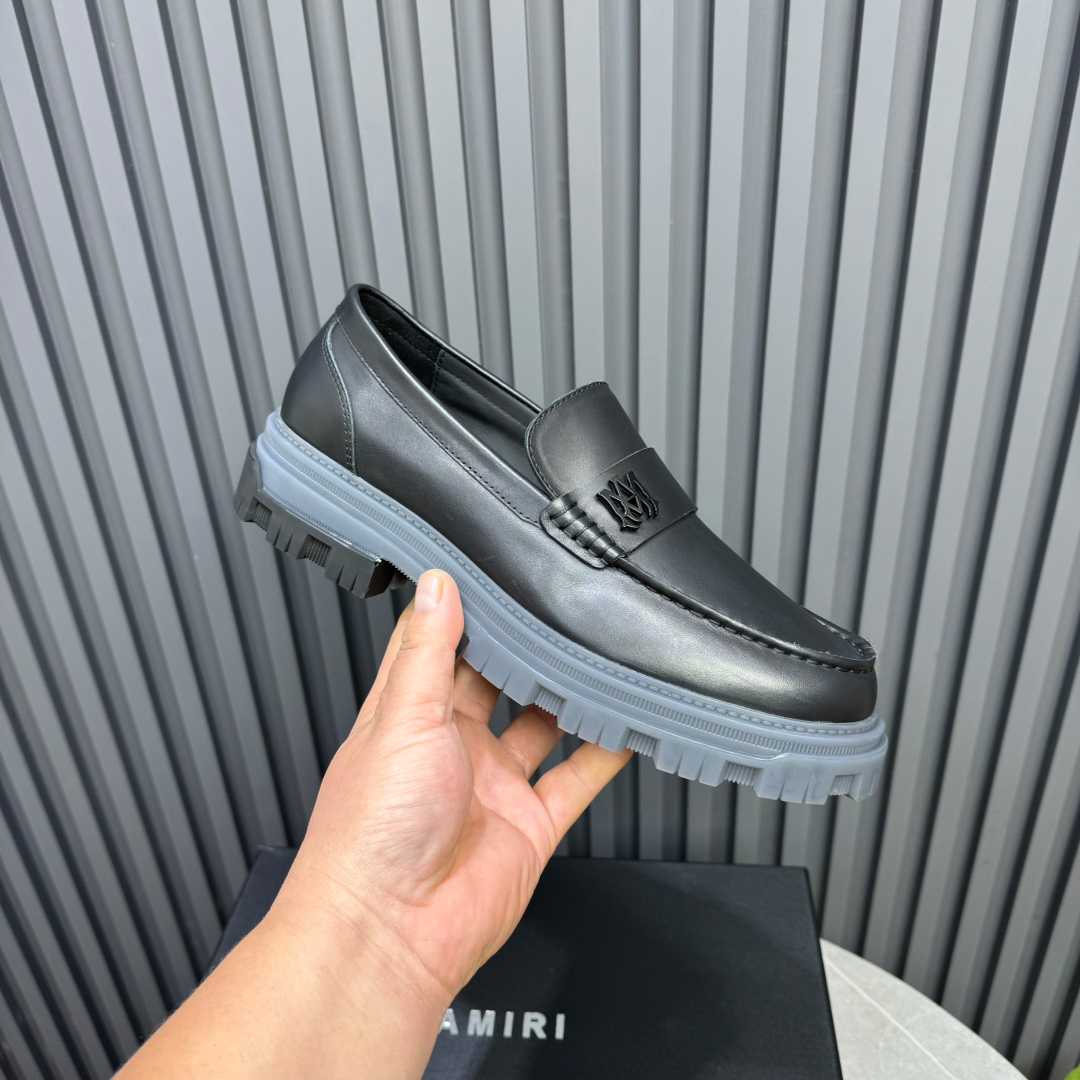 Amiri Black Military Slip-On Loafers - FashionPlug