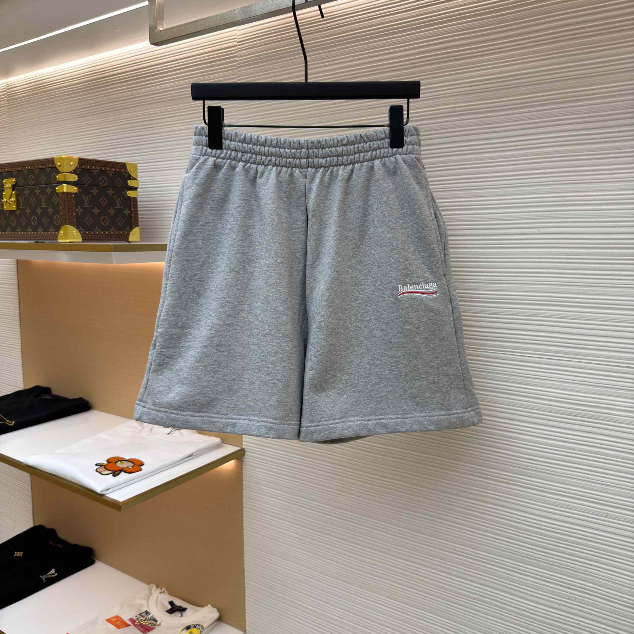 Balenciaga Embroidered Political Campaign Logo Shorts - FashionPlug