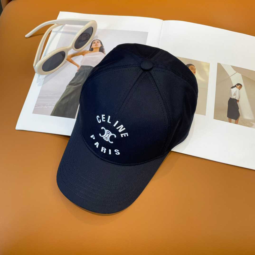 Celine Paris Triomphe Embroidered Baseball Cap  - FashionPlug