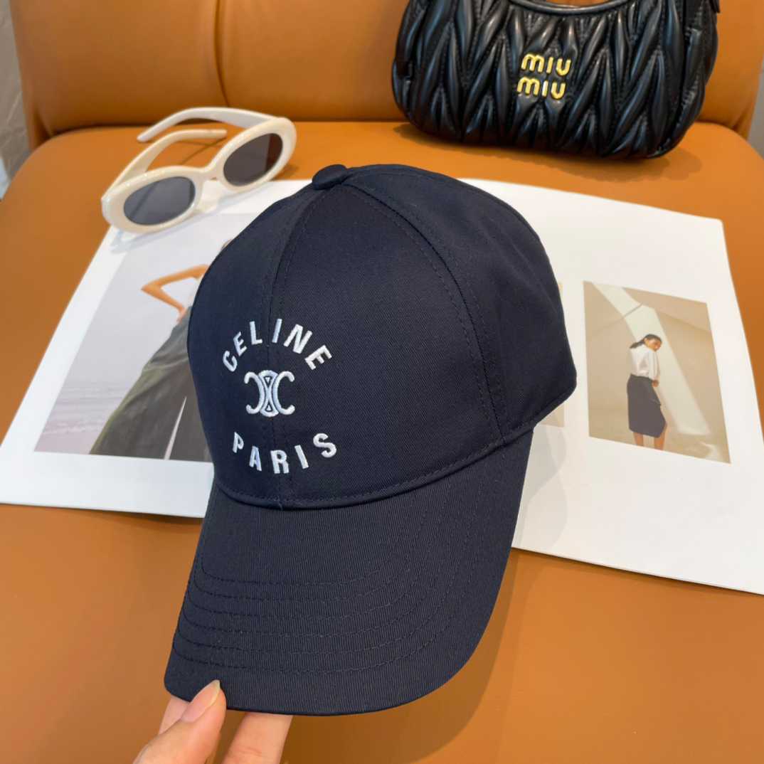Celine Paris Triomphe Embroidered Baseball Cap  - FashionPlug