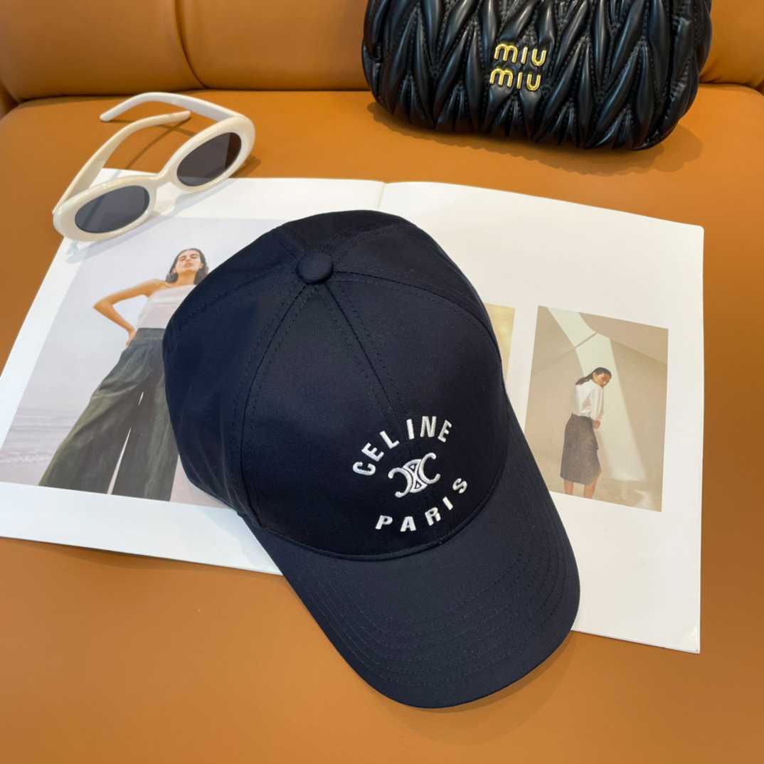 Celine Paris Triomphe Embroidered Baseball Cap  - FashionPlug