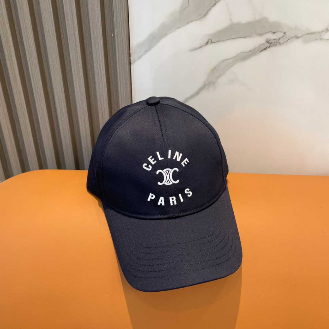 Celine Paris Triomphe Embroidered Baseball Cap  - FashionPlug