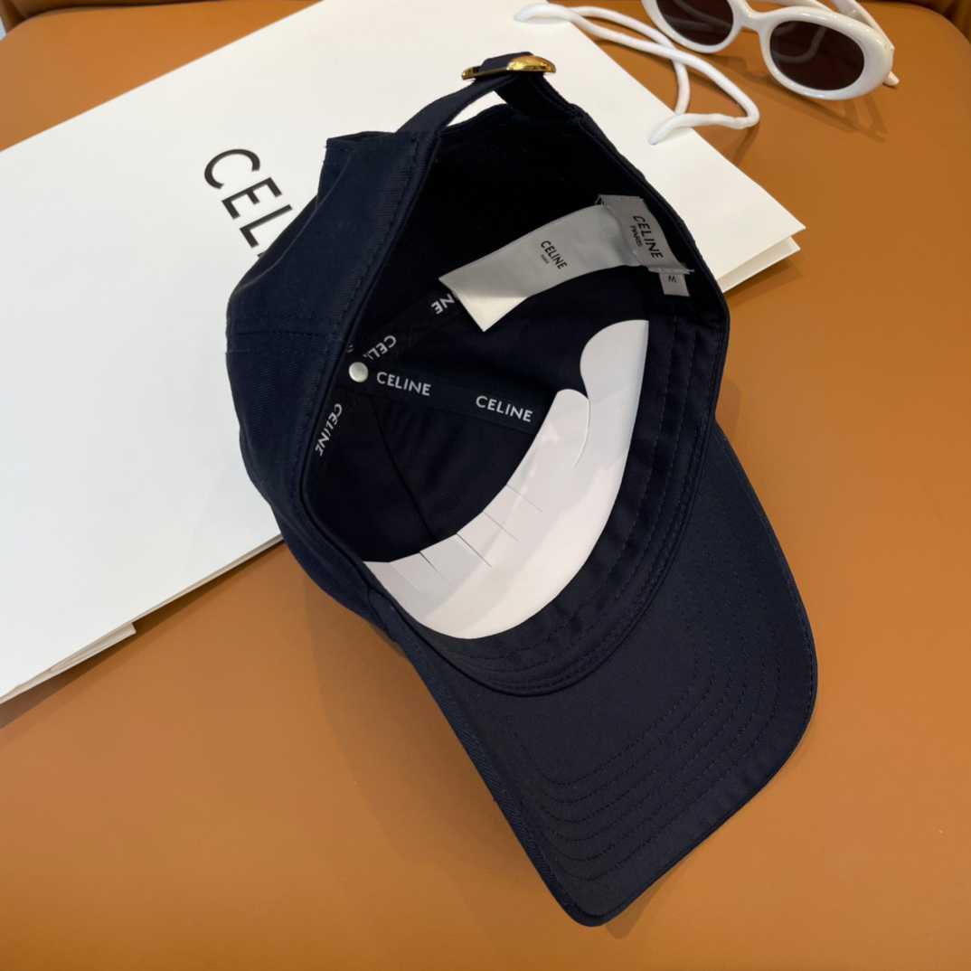 Celine Paris Triomphe Embroidered Baseball Cap  - FashionPlug