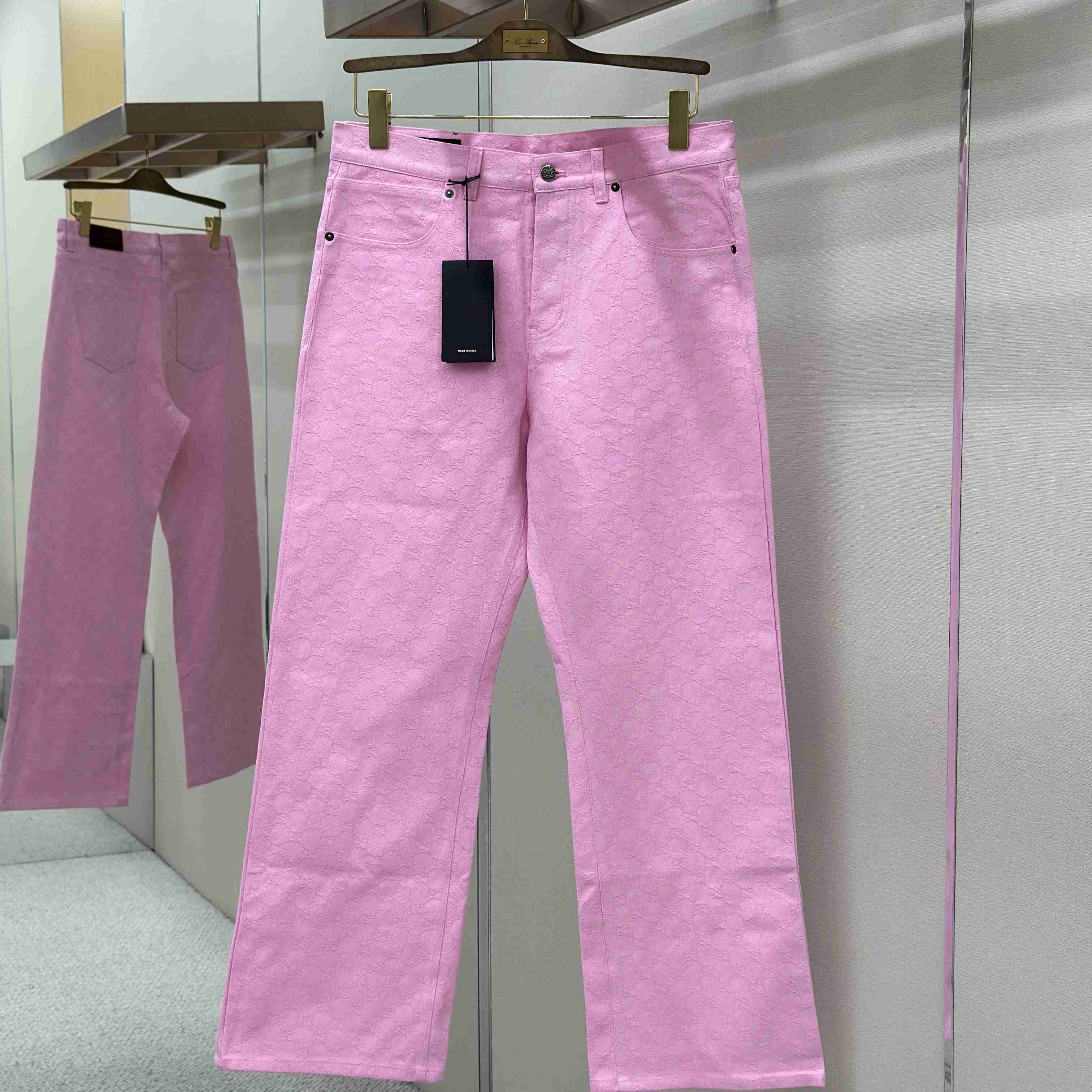 Gucci GG Cotton Denim Jacquard Pants - FashionPlug