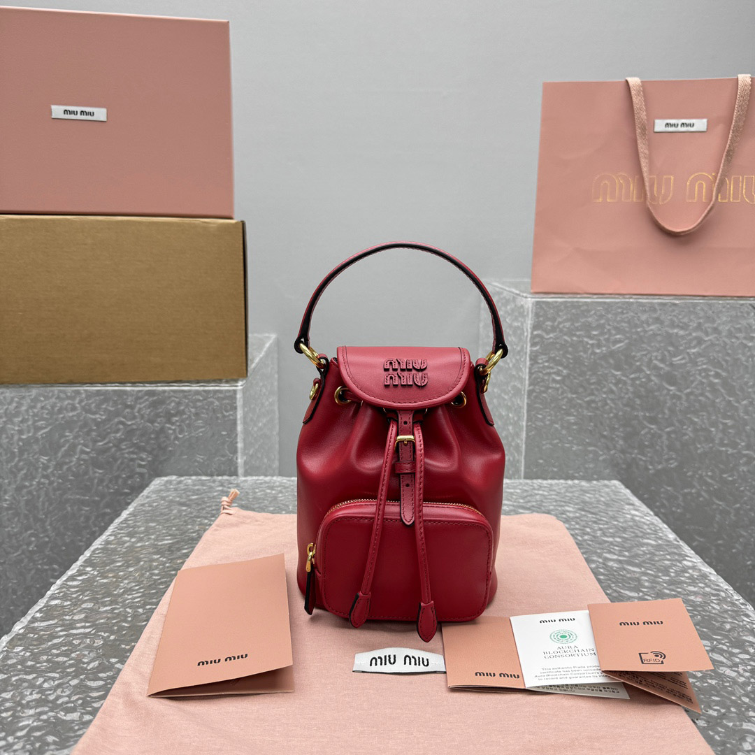 Miu Miu  Leather Mini-Backpack - FashionPlug