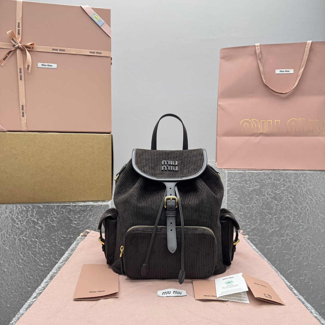 Miu Miu  Large Corduroy Backpack - FashionPlug