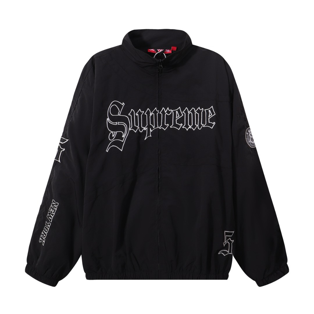 Supreme Old English Track Jacket 'Black' - FashionPlug
