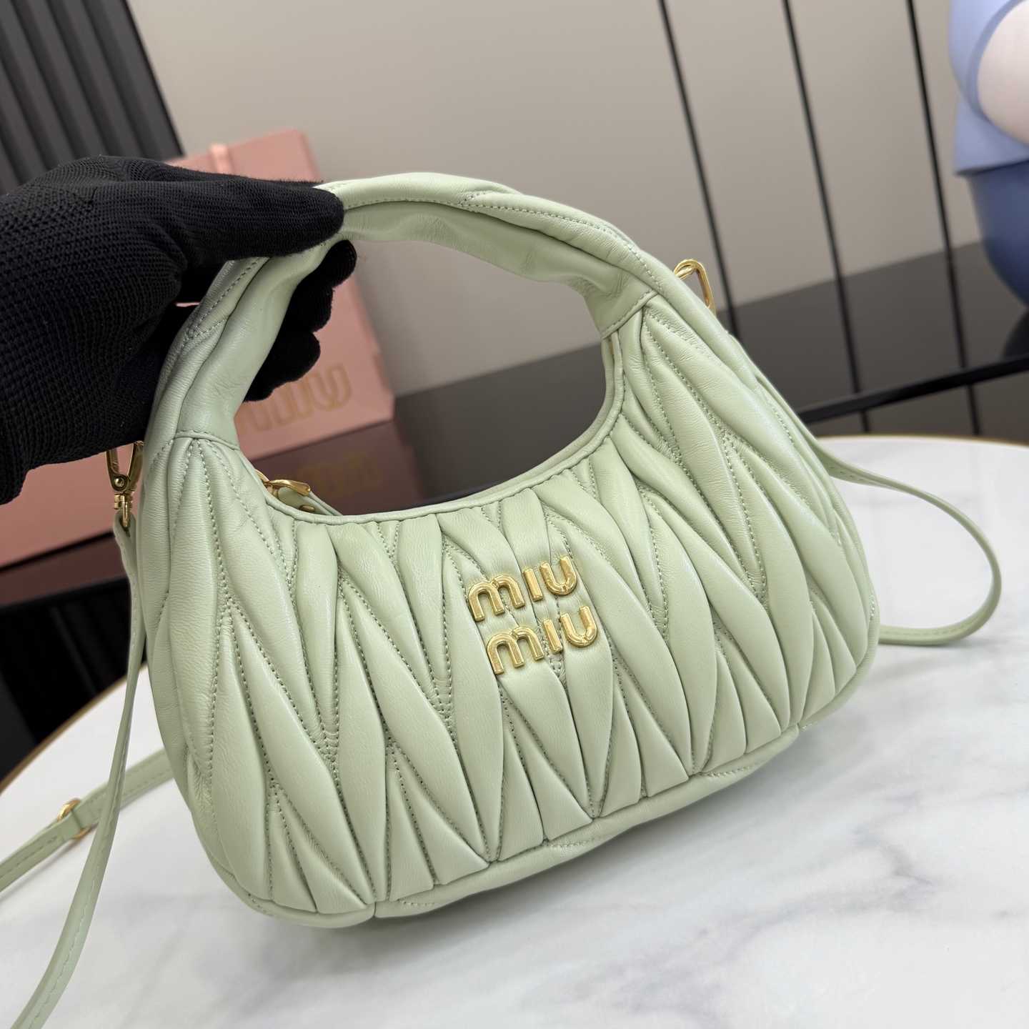 Miu Miu Wander Matelassé Nappa Leather Hobo Bag  - FashionPlug