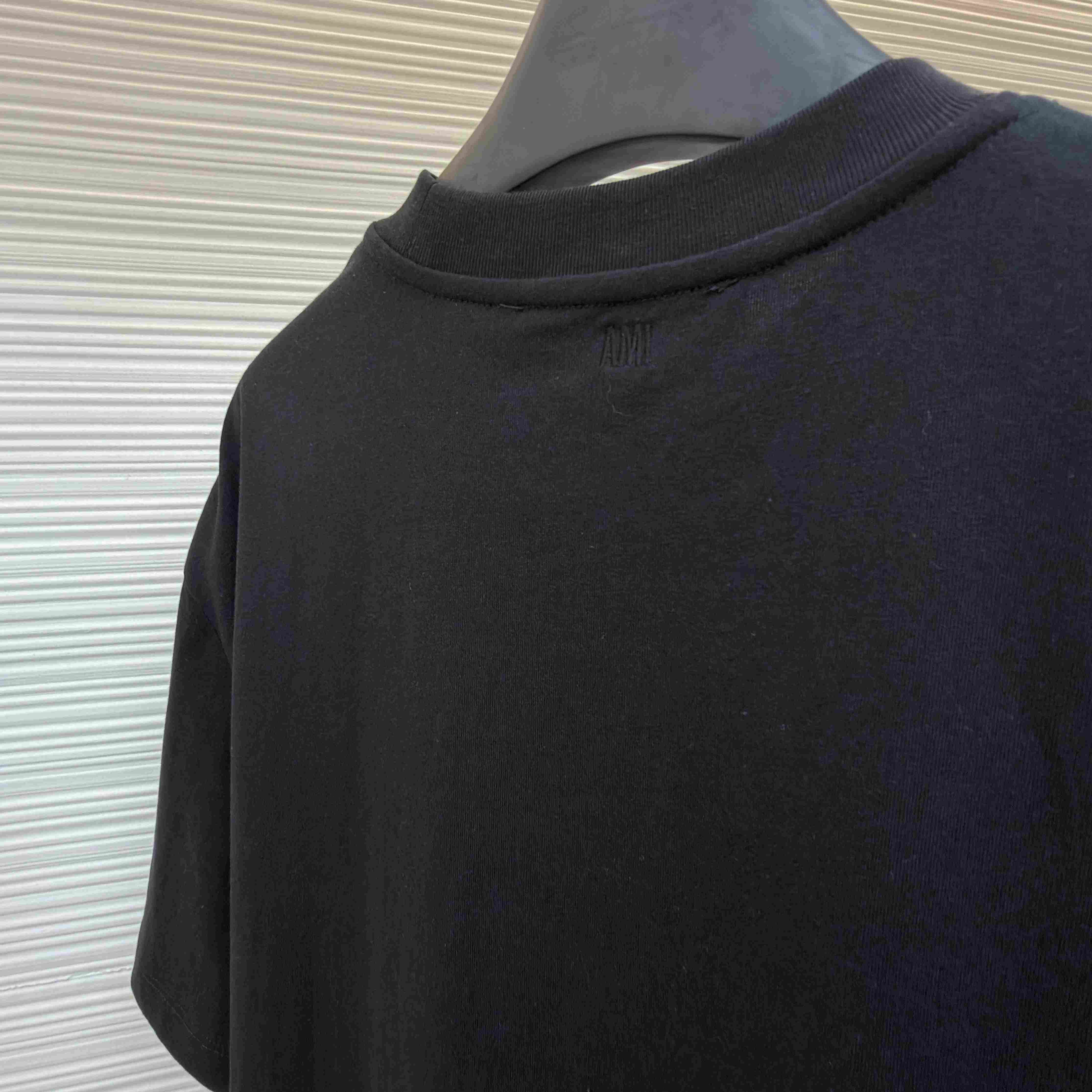 AMI Paris Black Cotton Ami De Coeur T-shirt - FashionPlug