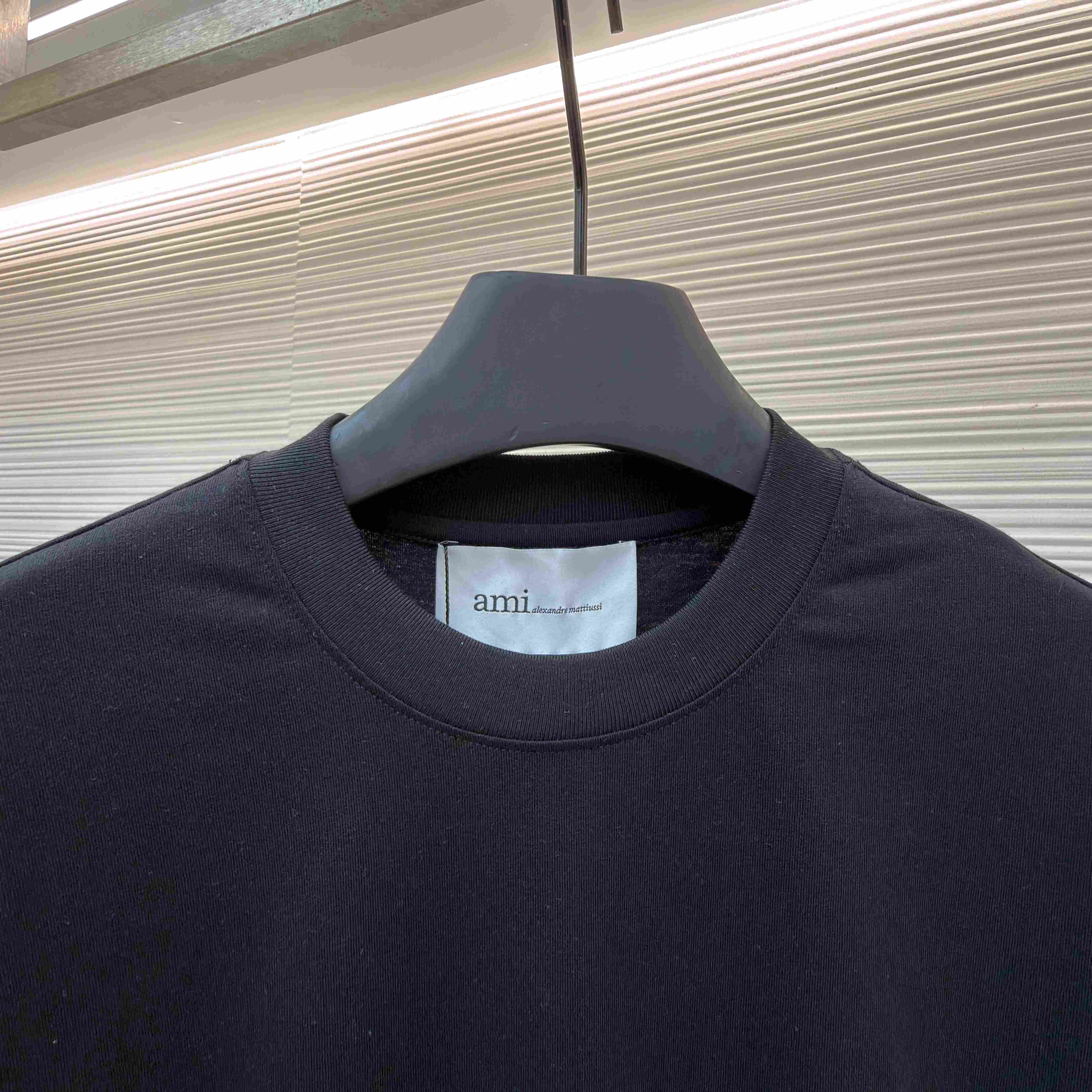 AMI Paris Black Cotton Ami De Coeur T-shirt - FashionPlug