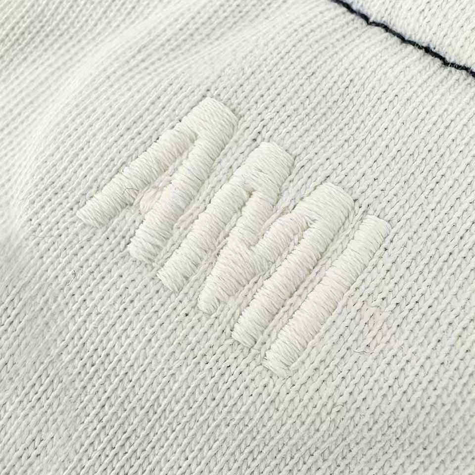 AMI Paris White And Blue Cotton Ami De Coeur Knitted Patch T-shirt - FashionPlug