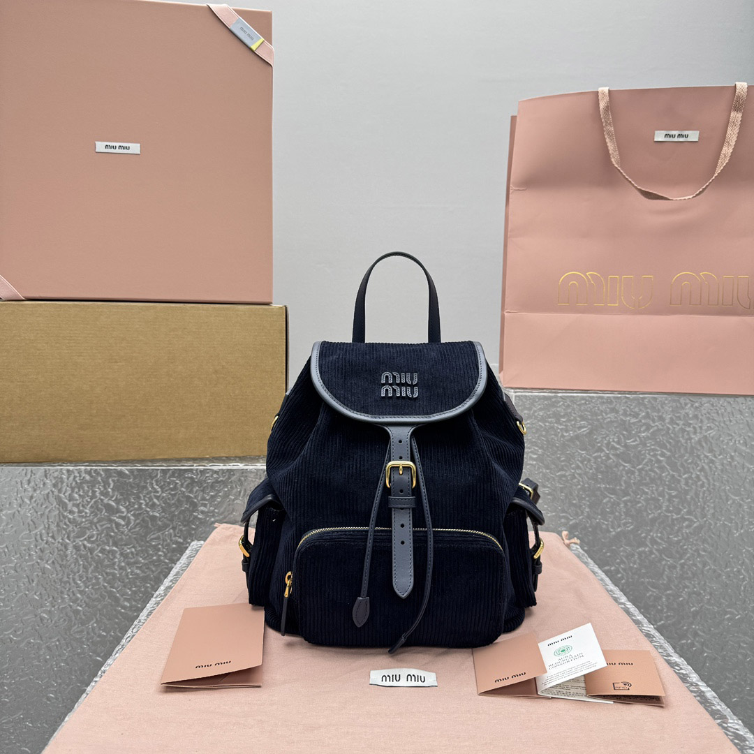 Miu Miu  Large Corduroy Backpack - FashionPlug
