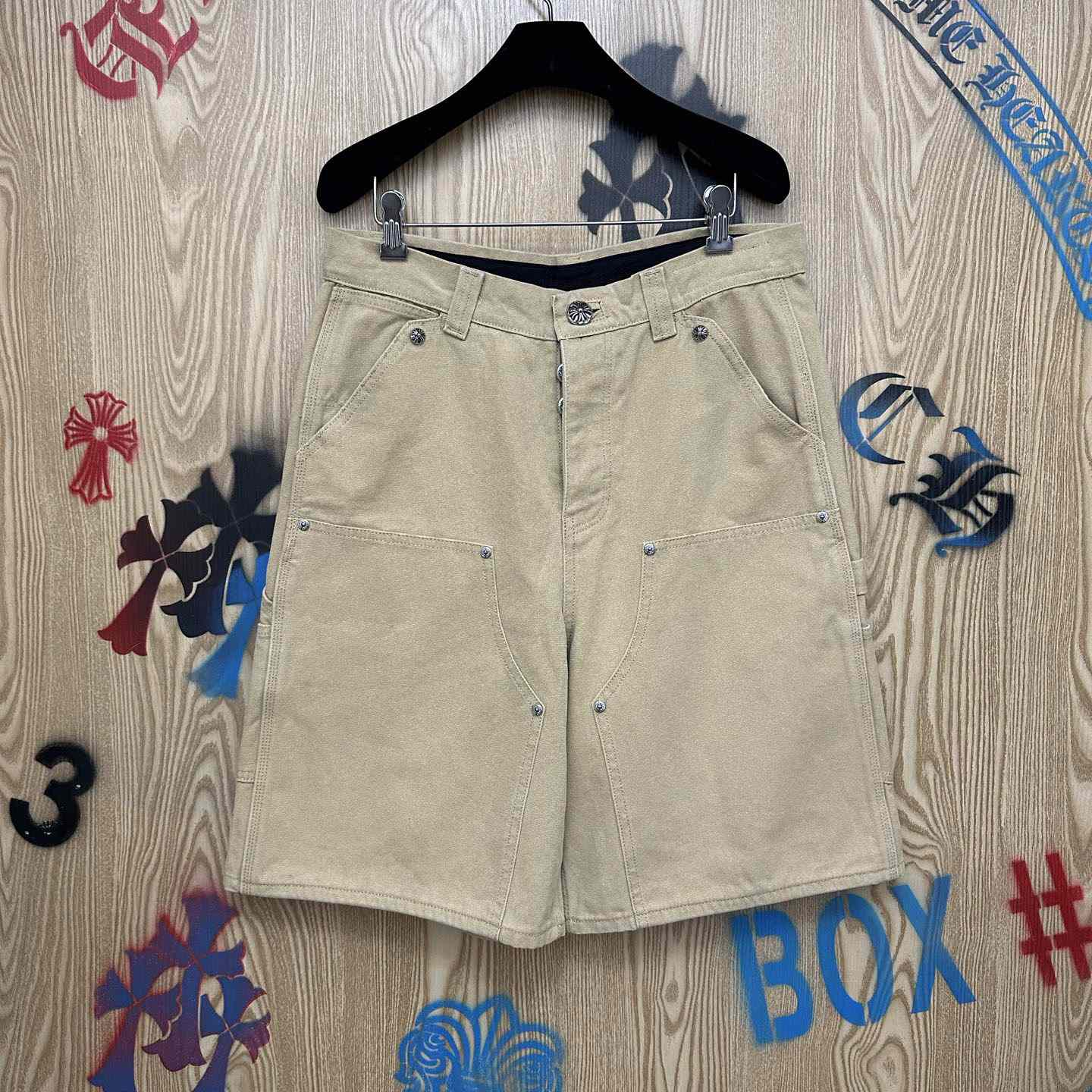Chrome Hearts Double Knee Cross Patch Shorts - FashionPlug