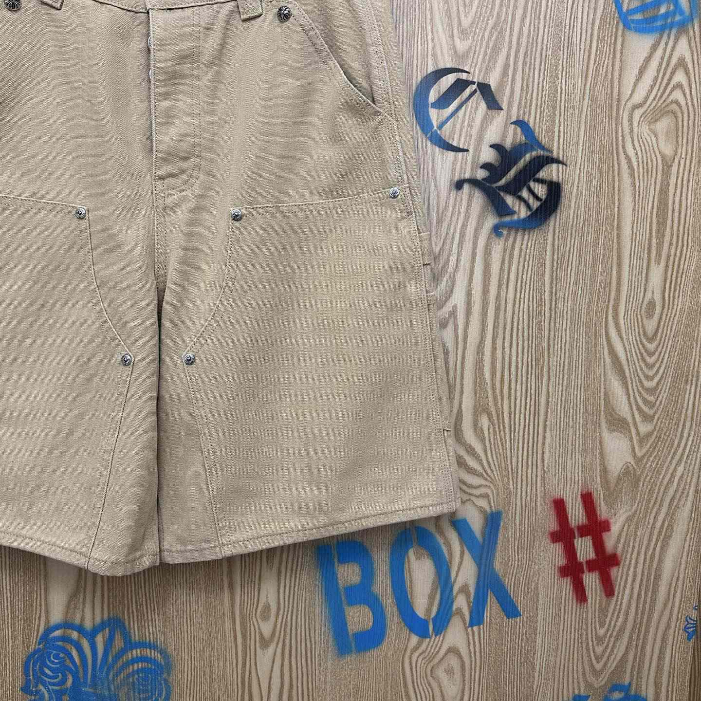 Chrome Hearts Double Knee Cross Patch Shorts - FashionPlug