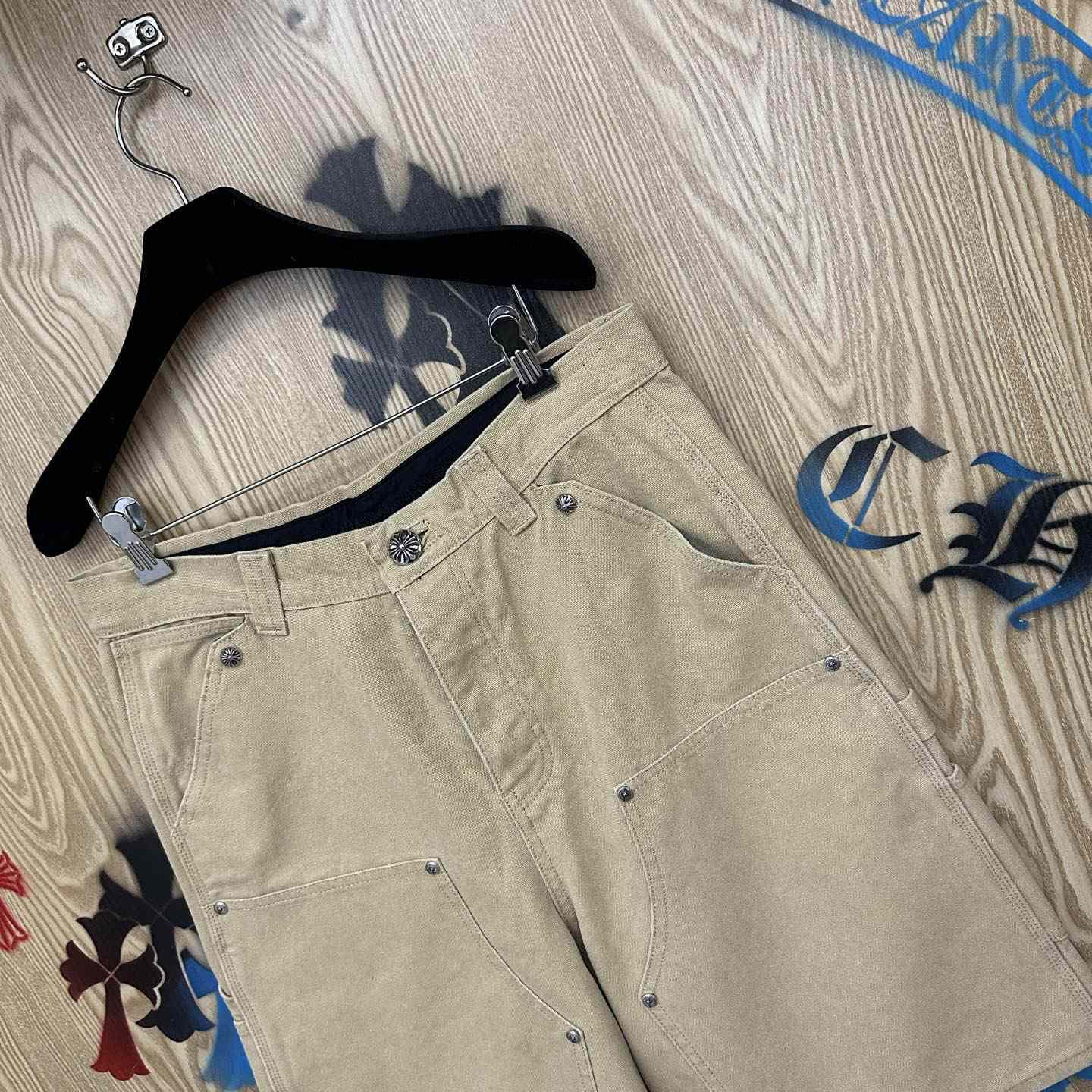 Chrome Hearts Double Knee Cross Patch Shorts - FashionPlug