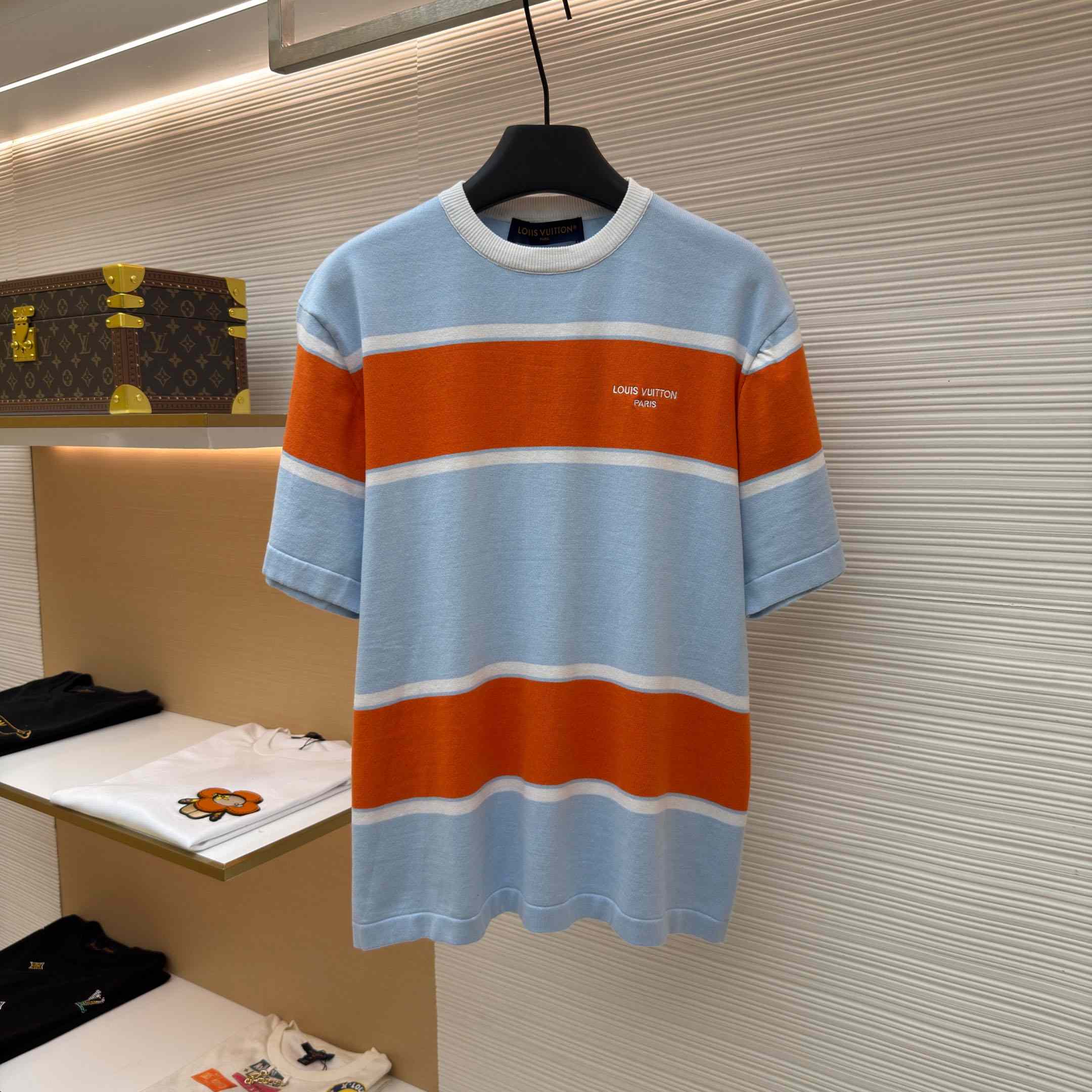 Louis Vuitton Striped Short-Sleeved T-Shirt 1AK7IC - FashionPlug