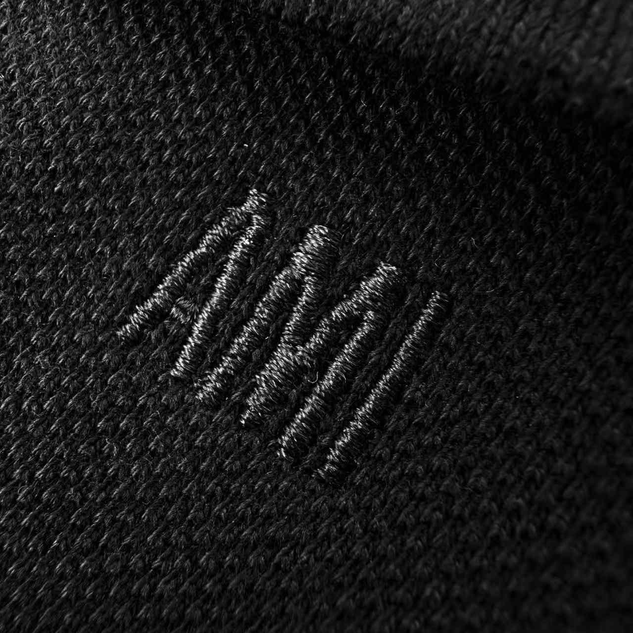 AMI Paris Black Wool Short Sleeves Ami De Coeur Polo - FashionPlug