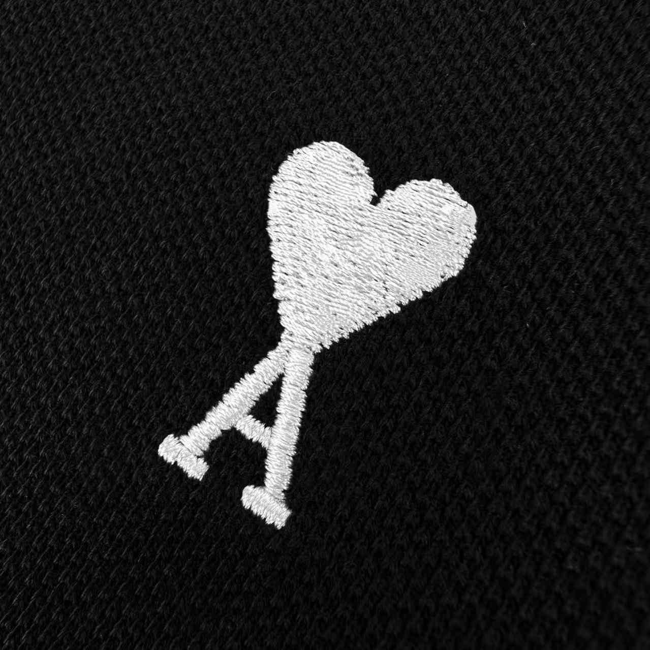 AMI Paris Black Wool Short Sleeves Ami De Coeur Polo - FashionPlug