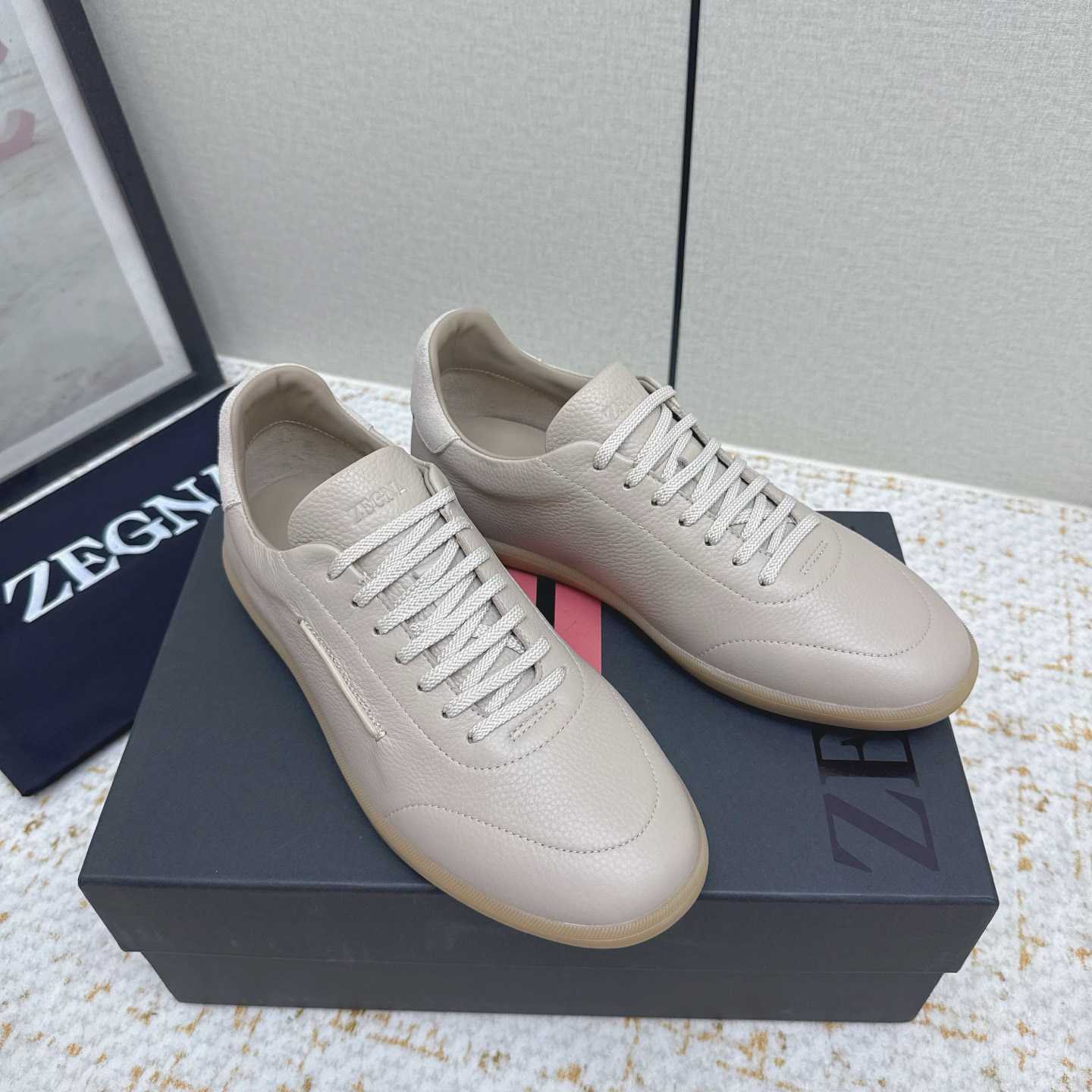 Zegna Grained Leather 232 Sneakers - FashionPlug