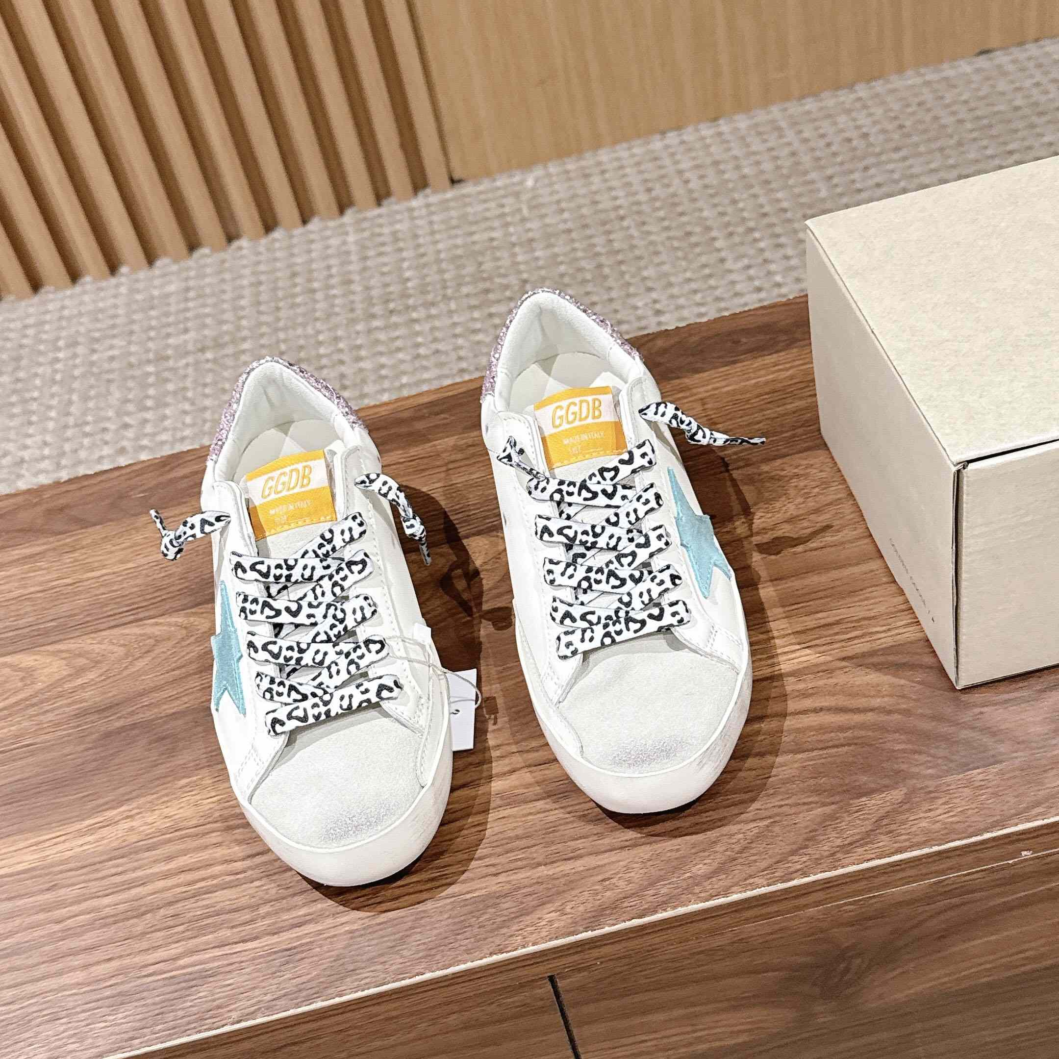 Golden Goose Leather Printed Sneakers - FashionPlug