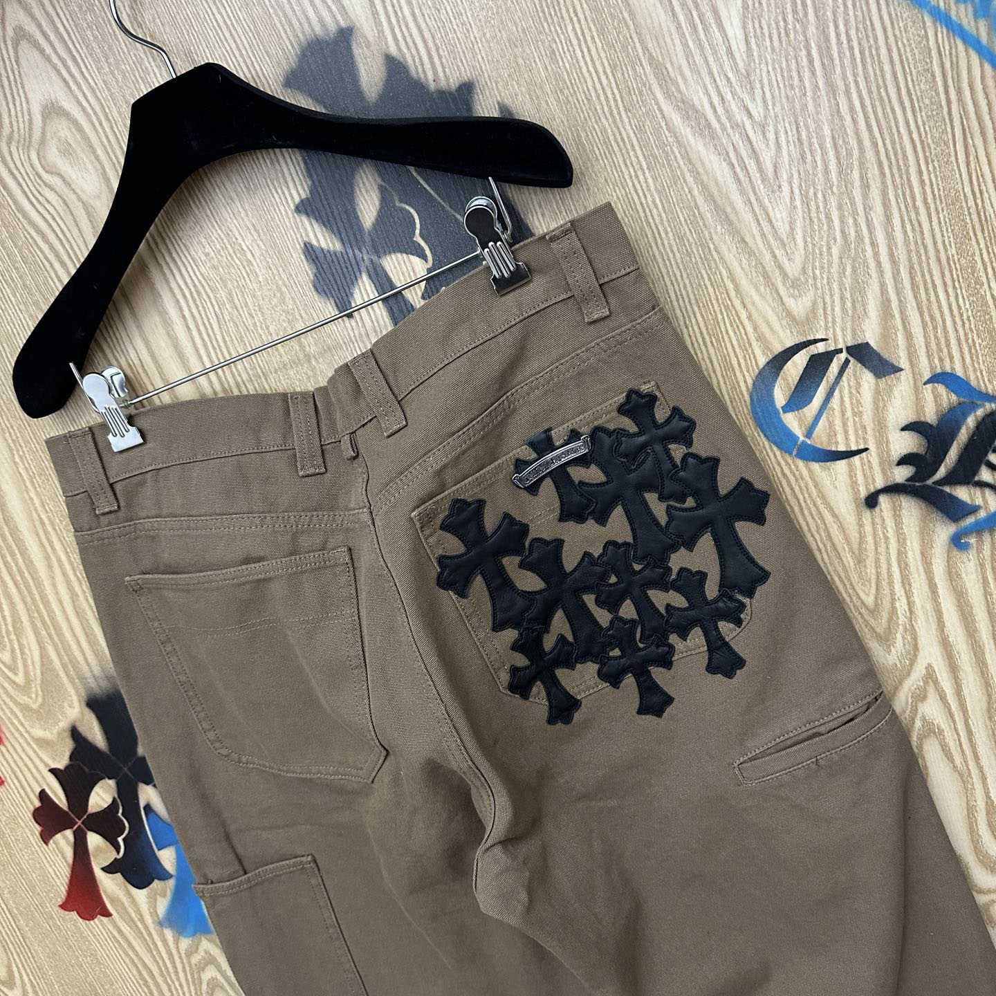Chrome Hearts Cross Patch Double Knee Carpenter Pants - FashionPlug