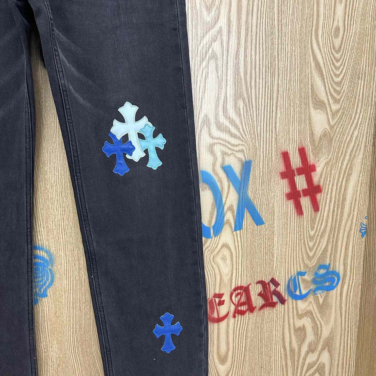 Chrome Hearts London Exclusive Levi's Cross Patch Jeans - FashionPlug