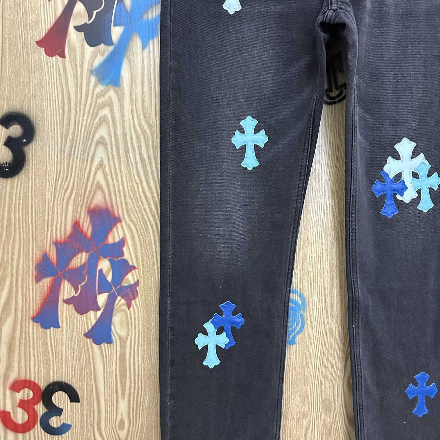 Chrome Hearts London Exclusive Levi's Cross Patch Jeans - FashionPlug