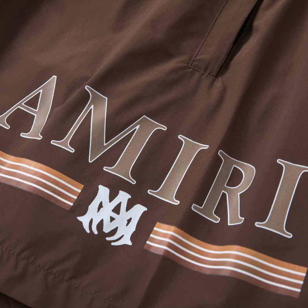 Amiri MA Gradient Bar Swim Trunks 'Brown' - FashionPlug