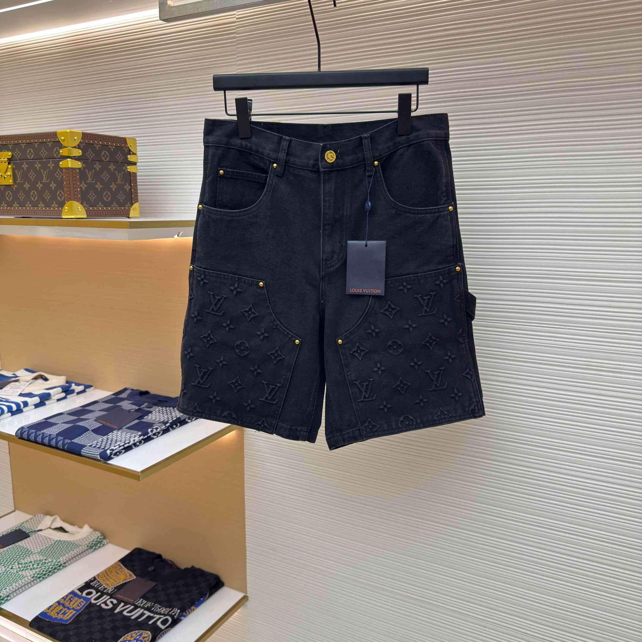 Louis Vuitton Denim Carpenter Shorts  - FashionPlug