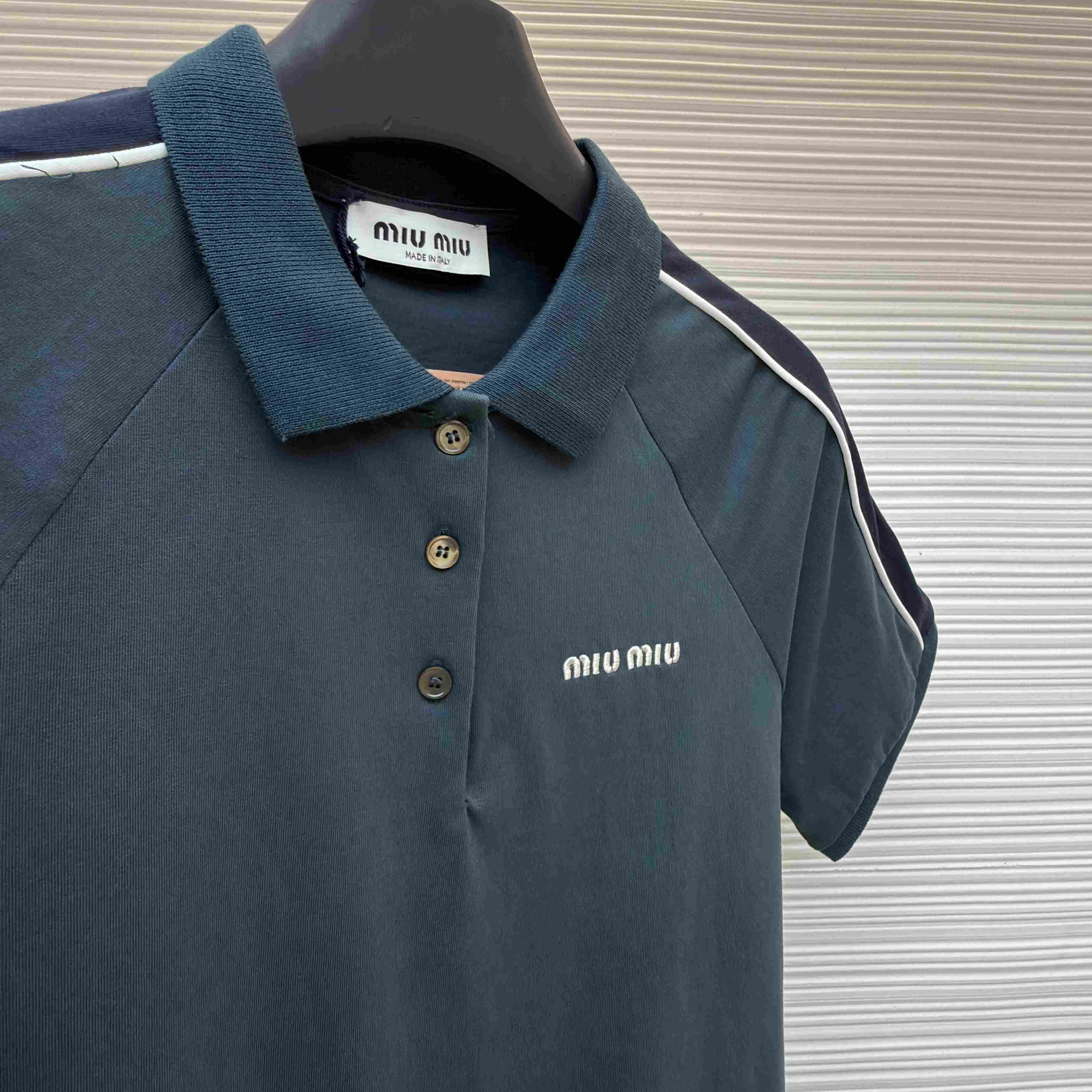 Miu Miu Cotton Jersey Polo Shirt - FashionPlug