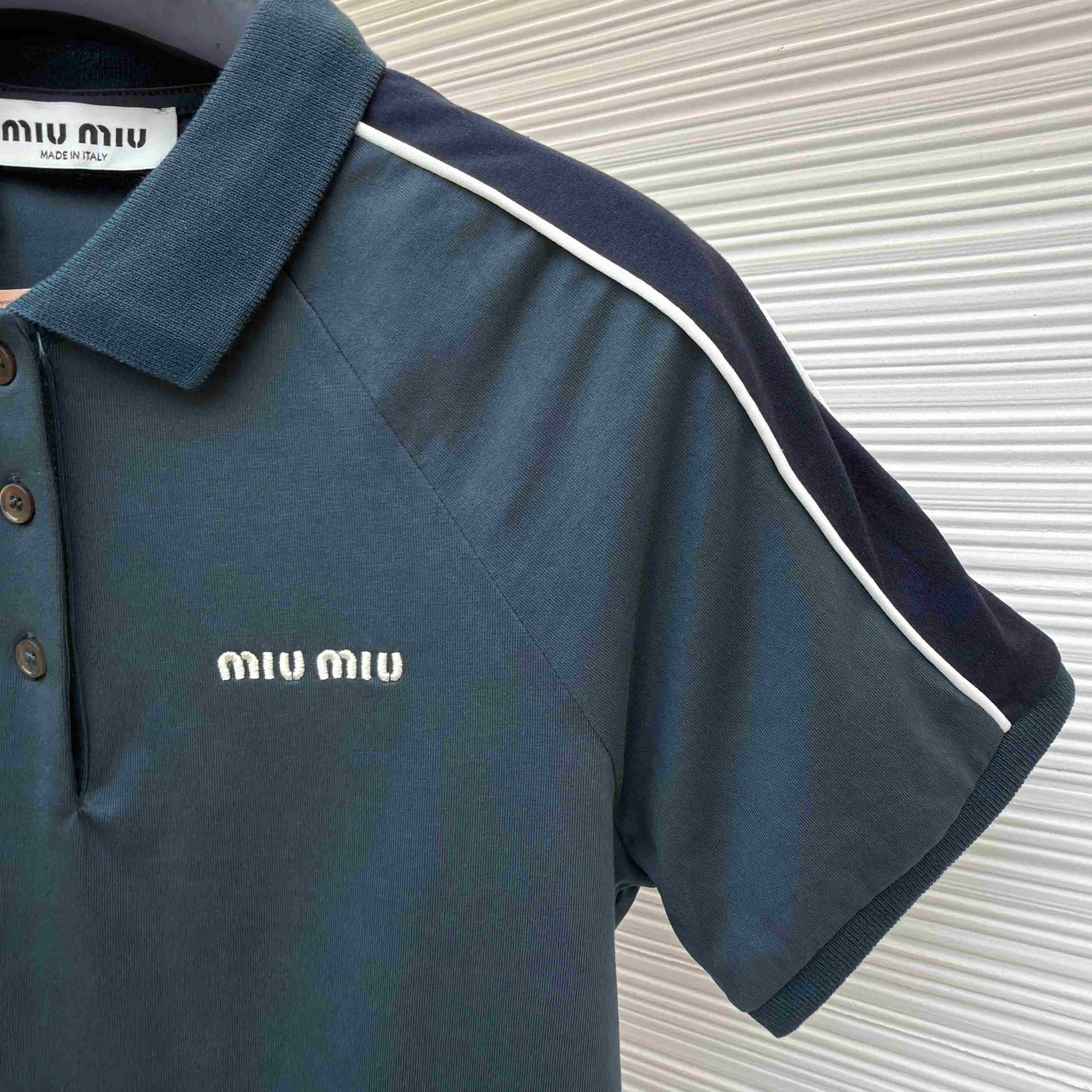 Miu Miu Cotton Jersey Polo Shirt - FashionPlug