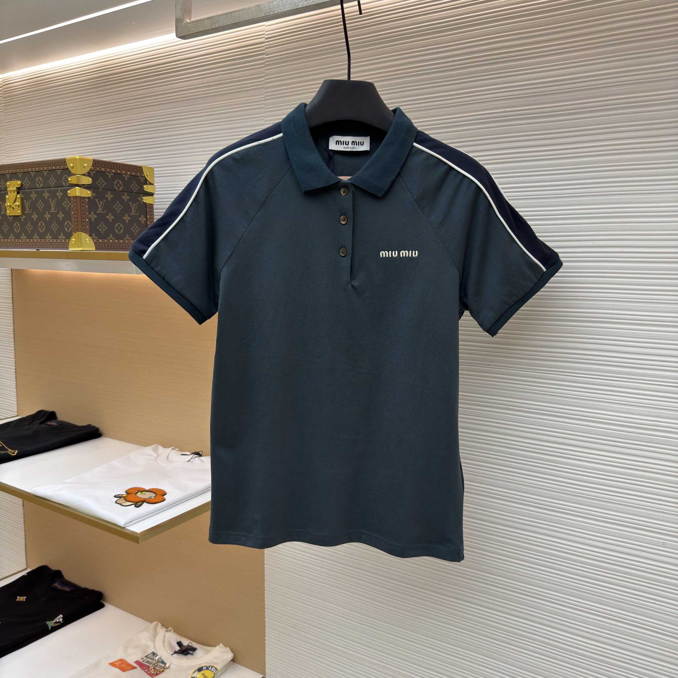 Miu Miu Cotton Jersey Polo Shirt - FashionPlug